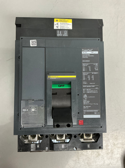 Used Square D MGA36800 3 Pole, 800 Amps, 600 Volt Circuit Breaker