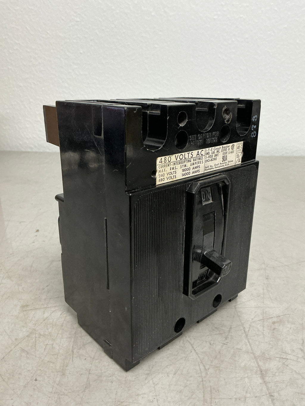 Used EH3-B090 3 Pole, 90 Amps, 480 Volts Circuit Breaker