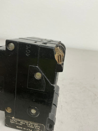 *CHIPPED* Used Square D EH34020 3 Pole, 20 Amps, 480 Volts
