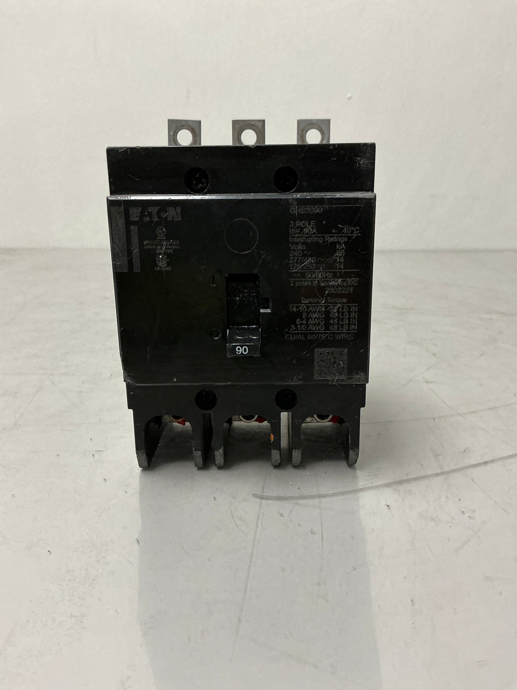 Used Eaton GHB3090 3Pole, 90Amps, 480 Volts Circuit Breaker