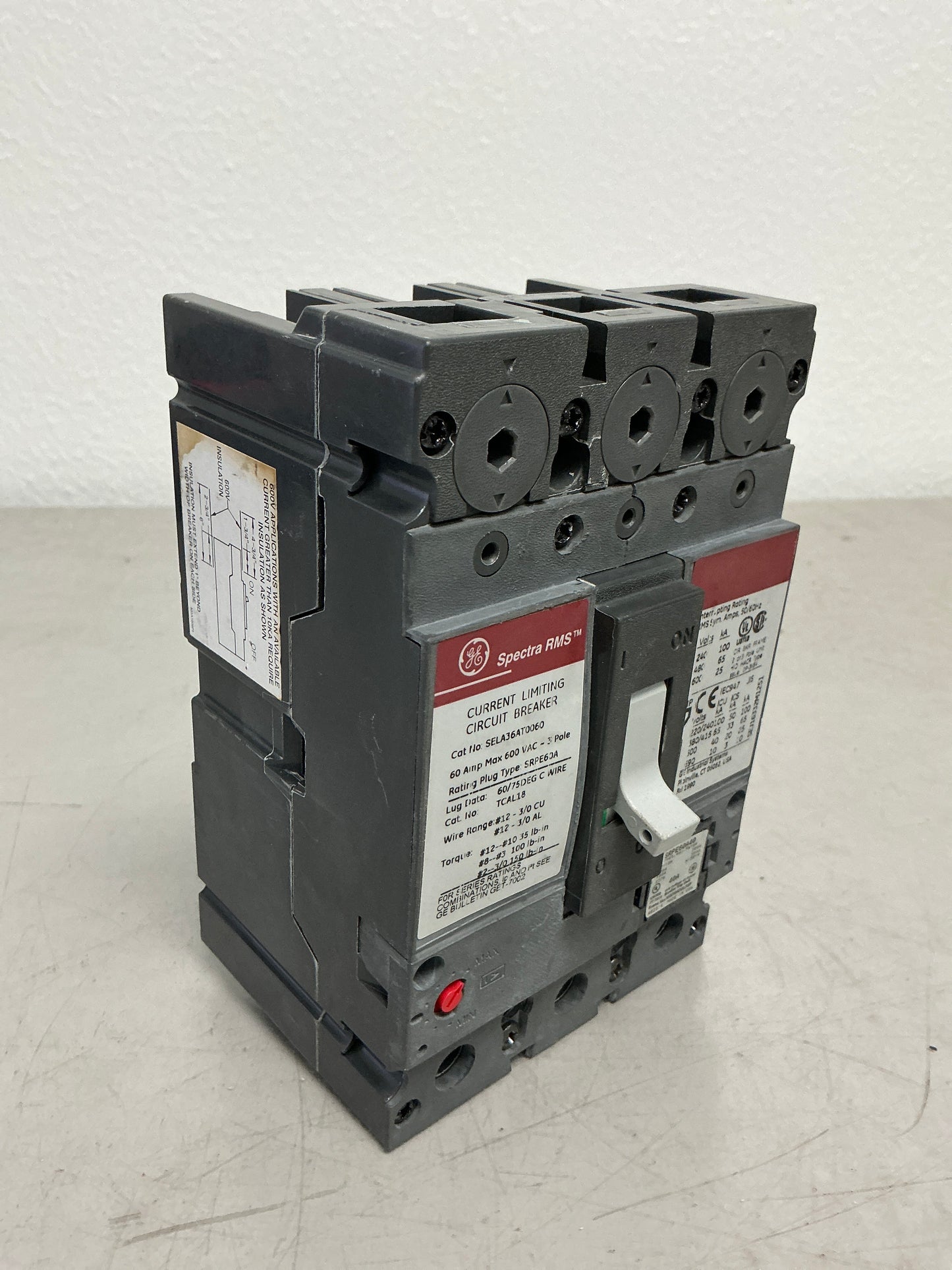 Used SELA36AT0060 3 Pole, 60 Amps, 600 Volts