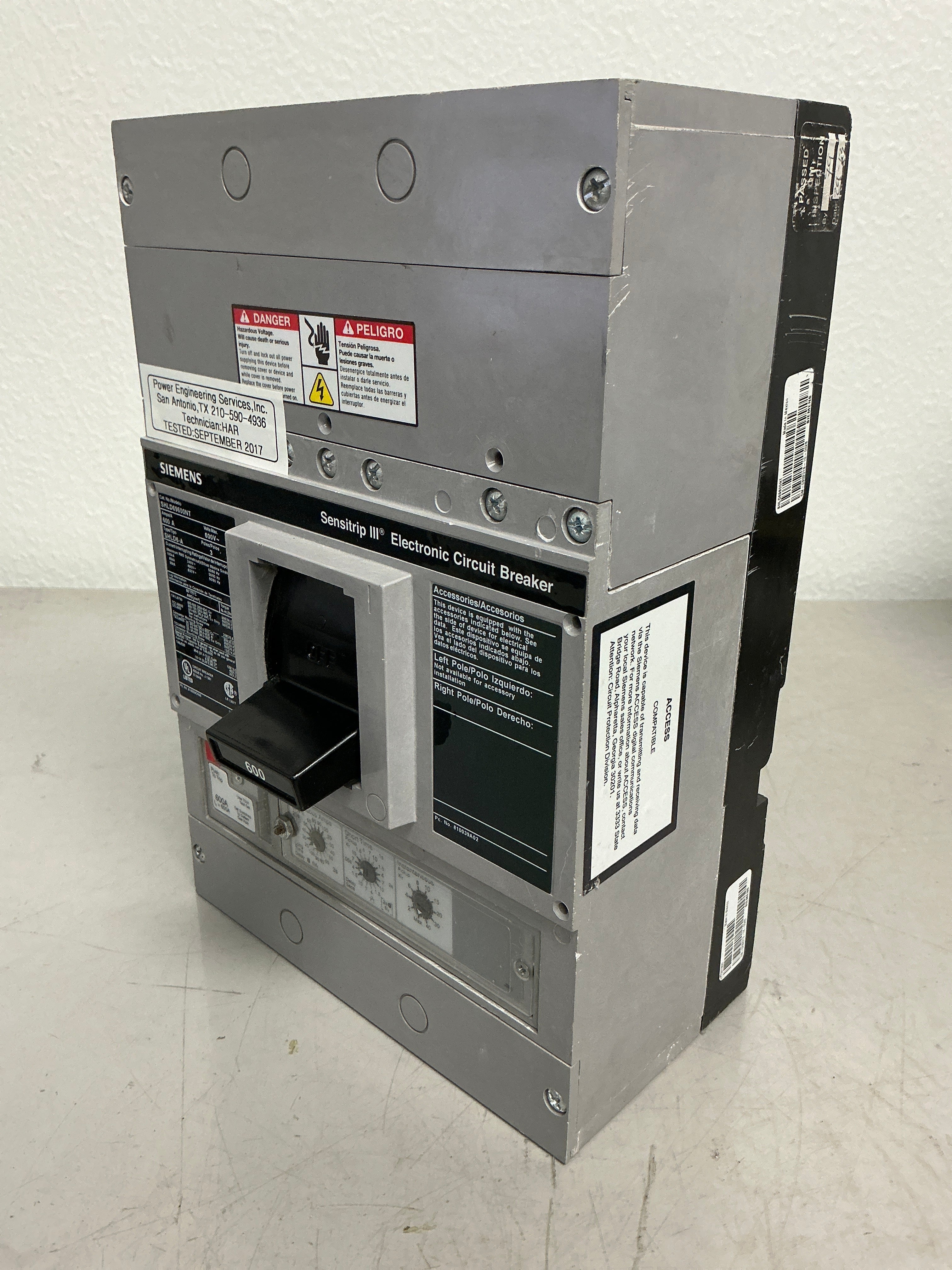 Used Siemens SHLD69600NT 3 Pole, 600 Amps, 600 Volts