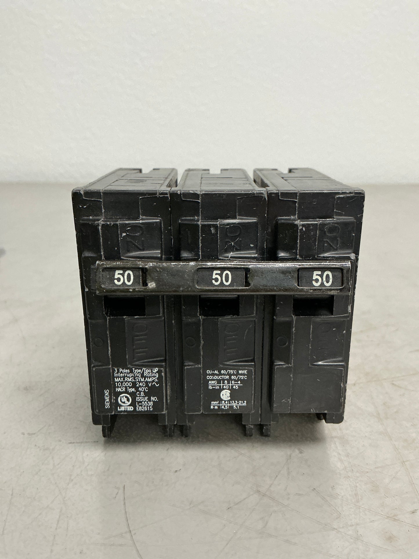 Used Siemens Q350 3 Pole, 50 Amps, 240 Volts