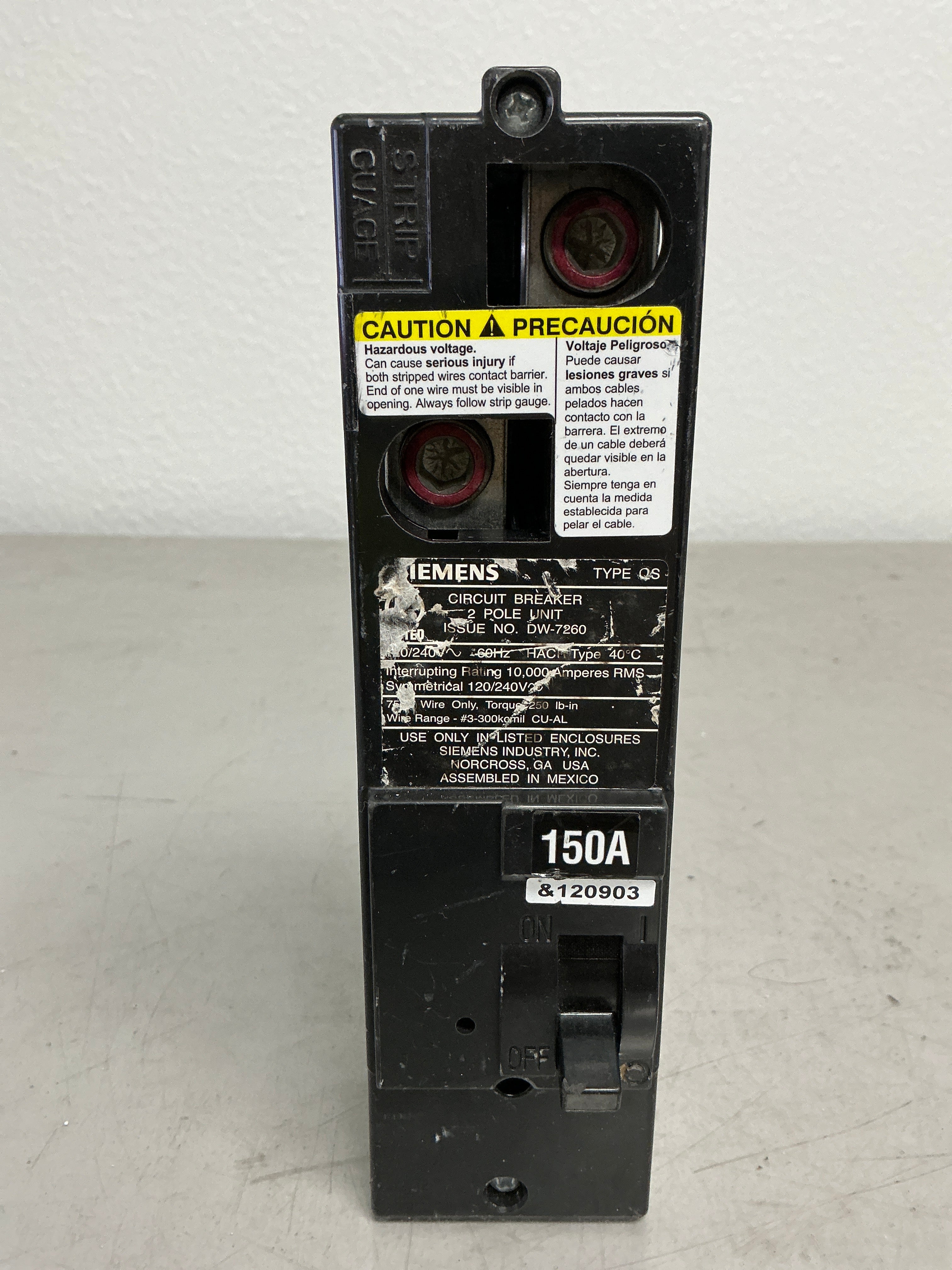 New QS2150 150 Amps, 240 Volts Circuit Main Breaker