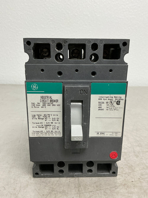 *CHIPPED* Used TED134100 3 Pole, 100 Amps, 480 Volts Circuit Breaker