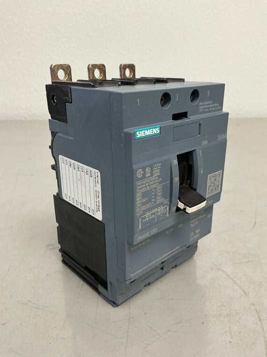 Used Siemens 3VA4150-4ED34-0AA0 50 Amps, 600 Volts, 3 Pole Circuit Breaker