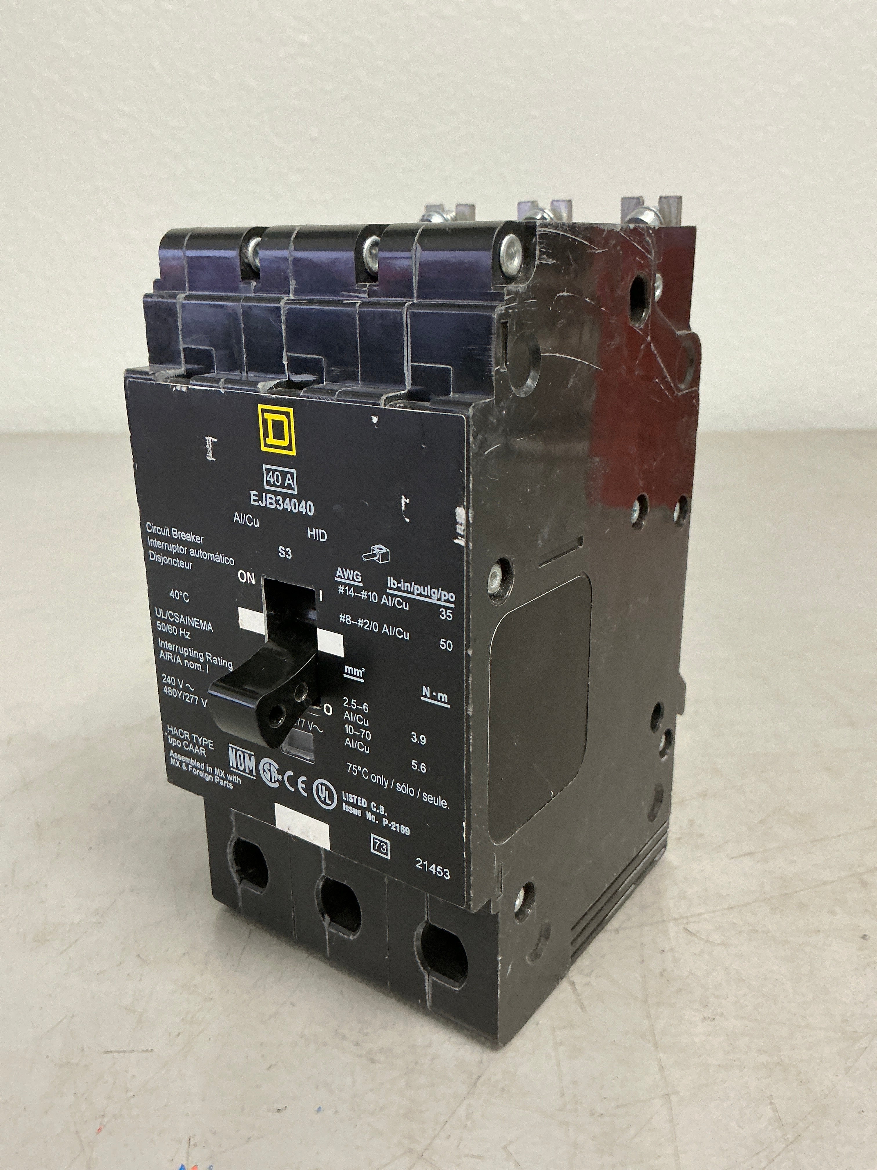 New Square D EJB34040 3 Poles, 40 Amps, 480 Volts