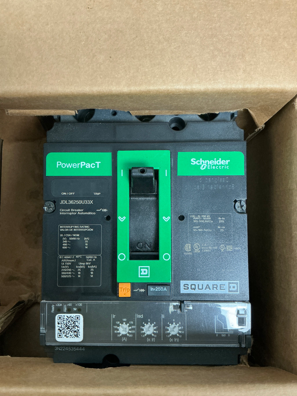 New JDL36250U33X 3 Pole, 250 Amps, 600 Volts