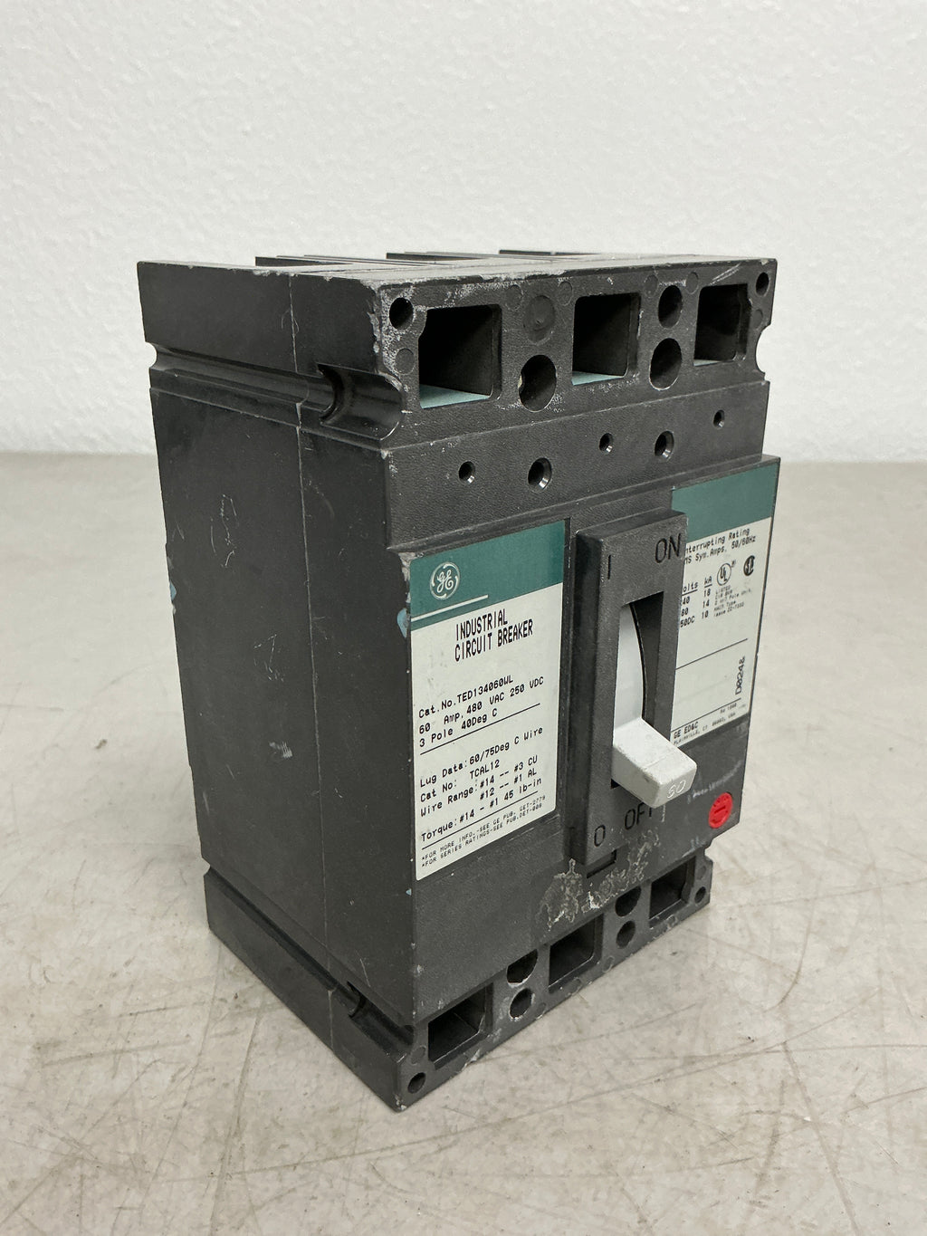 Used TED134060WL 3 Pole, 60 Amps, 480 Volts Circuit Breaker