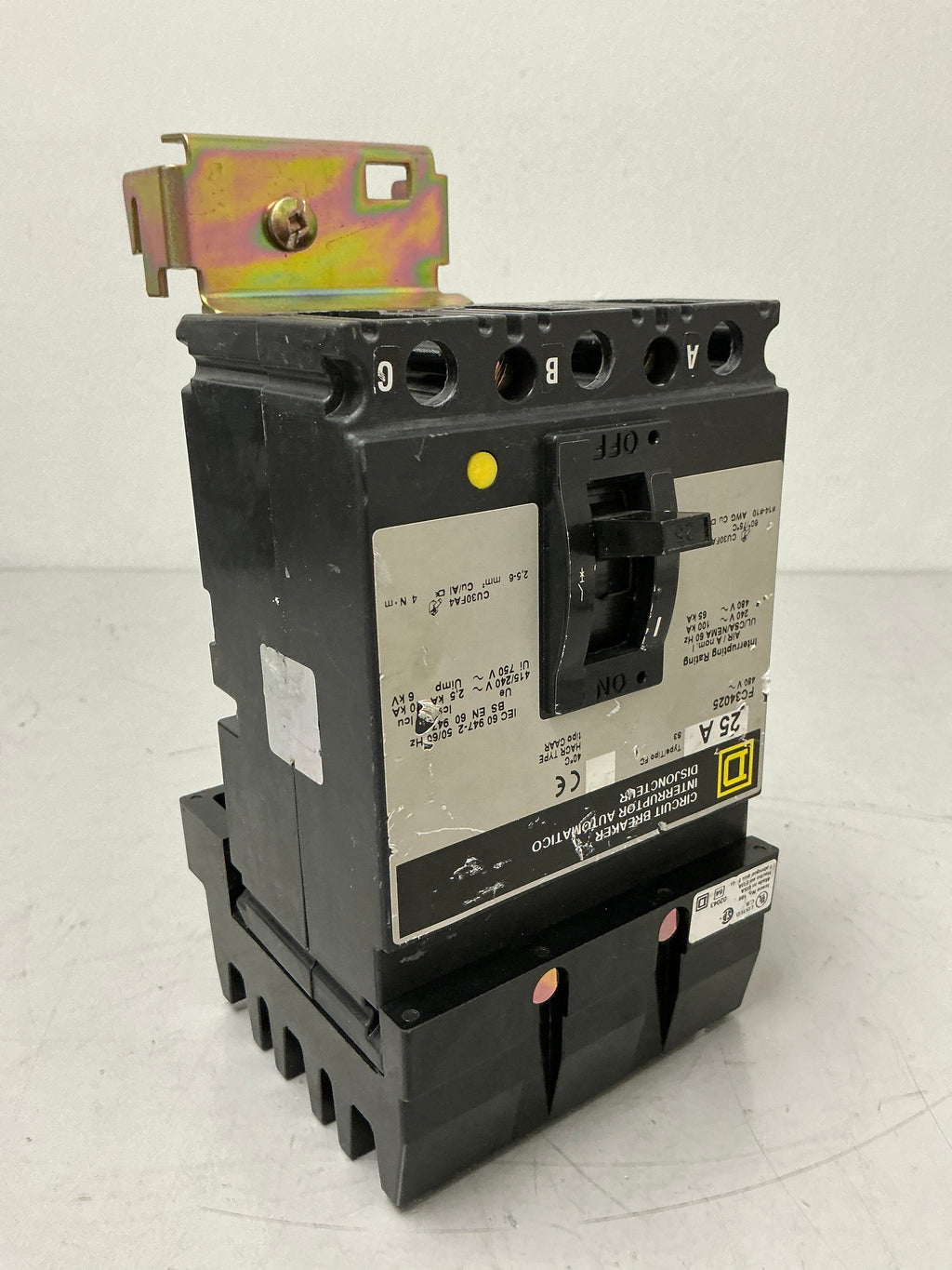 Used Square D FC34025 3 Pole, 25 Amps, 480 Volts Circuit Breaker