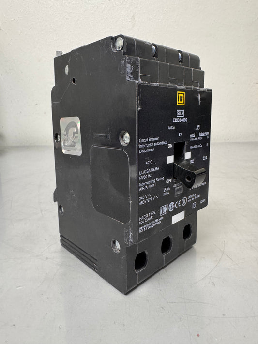 Used Square D EDB34090 90 Amp, 3 Pole, 480 Volt Breaker