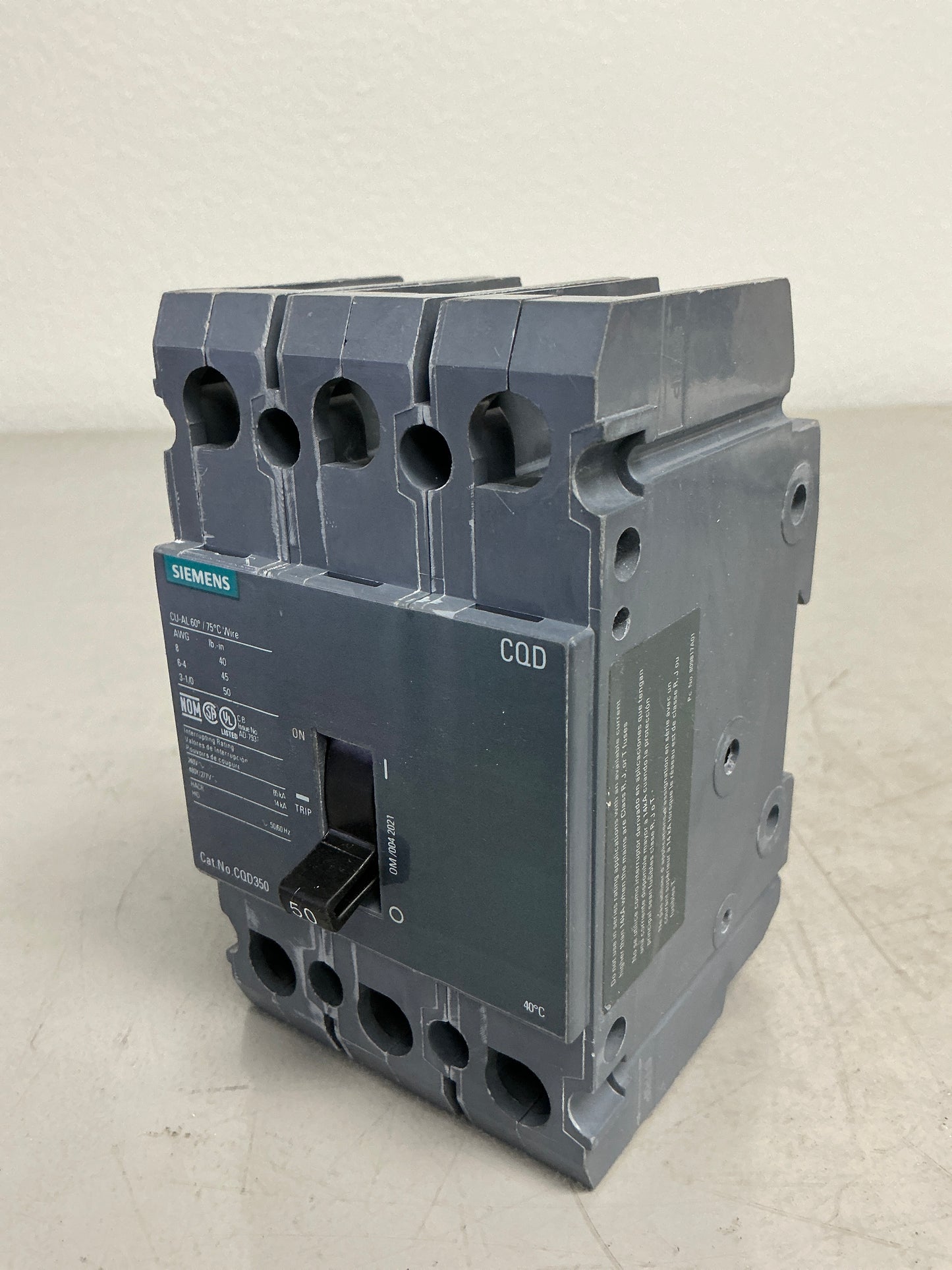 Used Siemens CQD350 50 Amps 3 Pole
