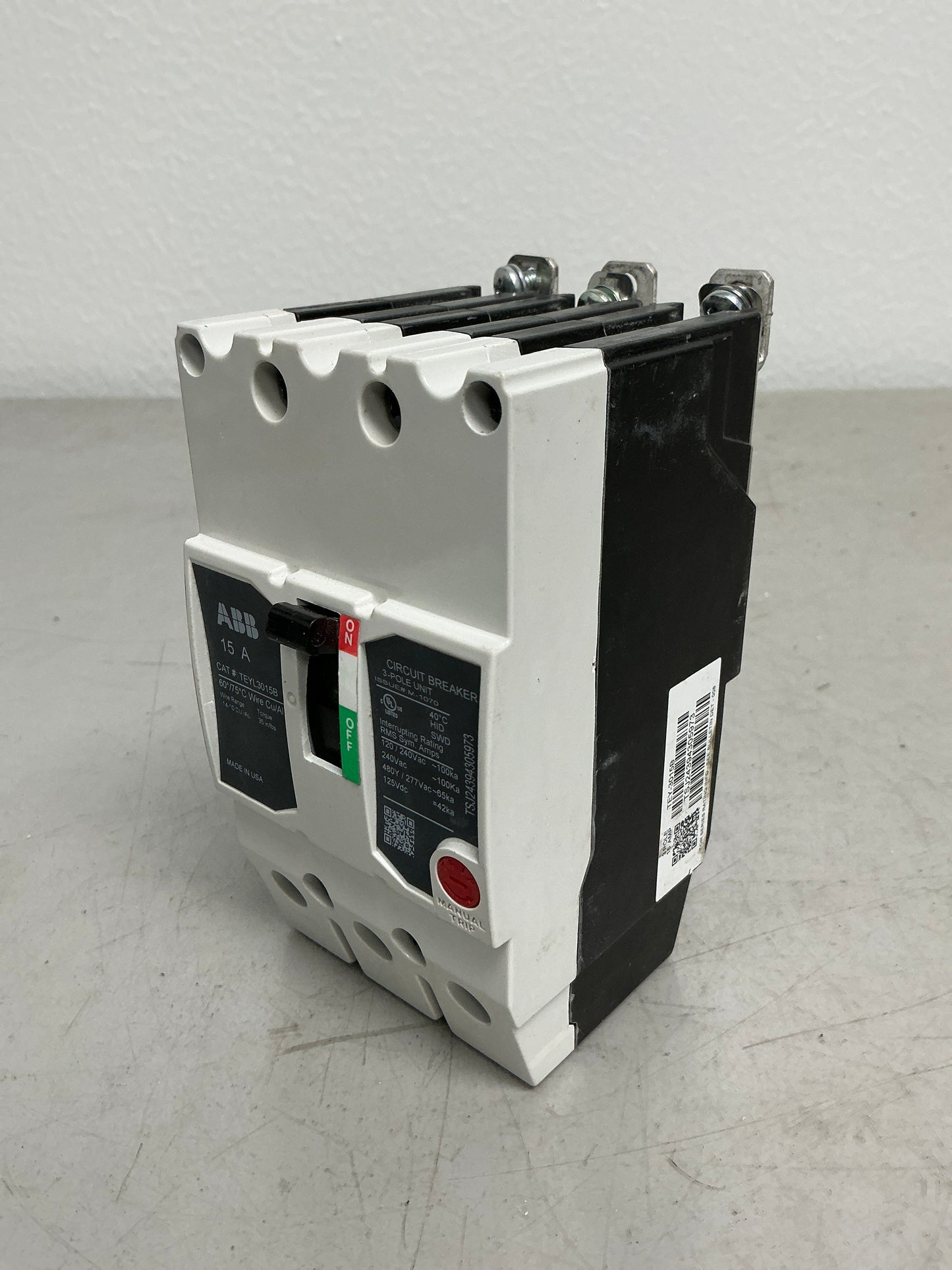 New ABB TEYL3015B 3 Pole, 15 Amps, 480 Volts
