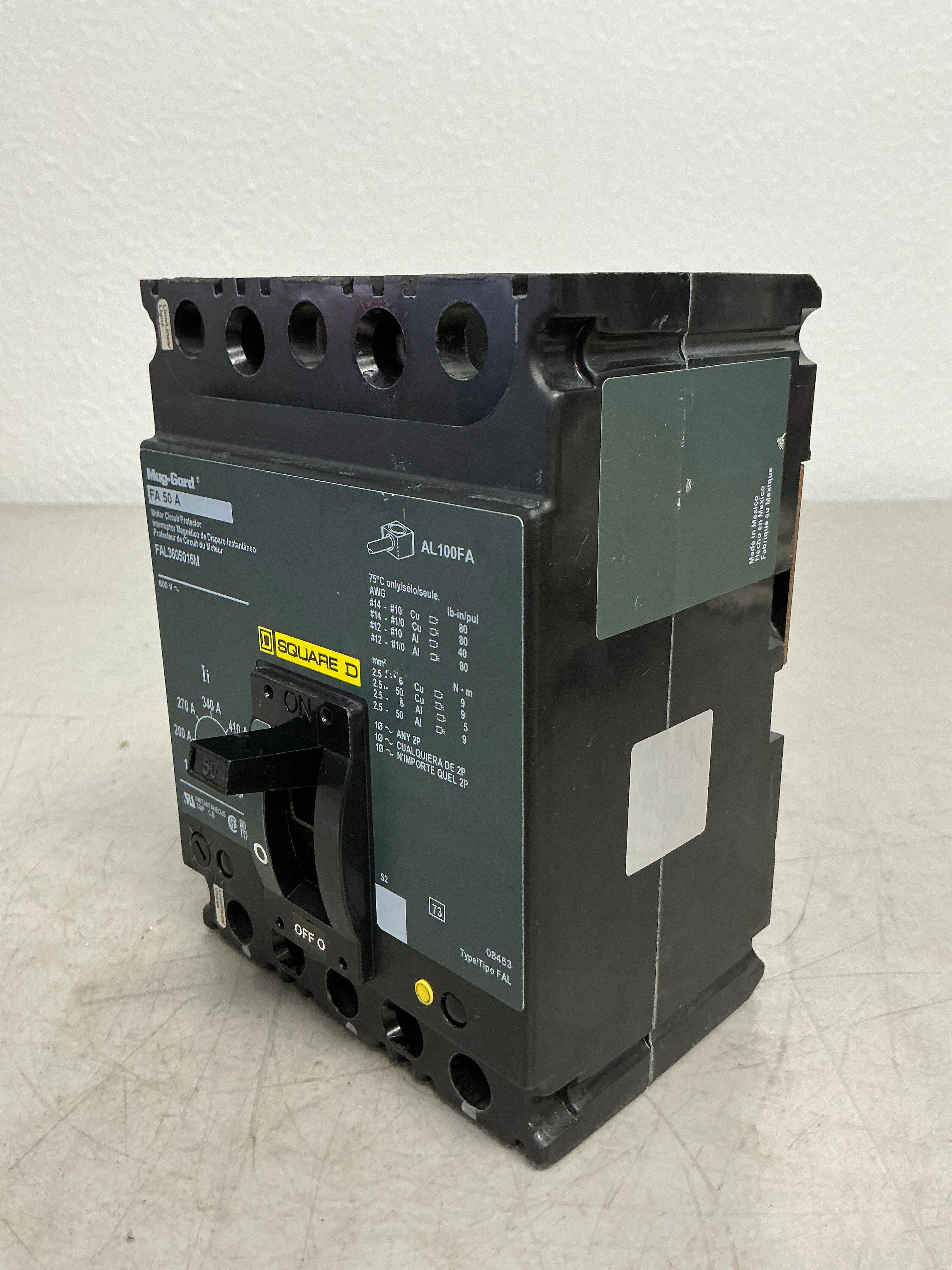 Used Square D FAL3605016M 3 Pole, 50 Amps, 480 Volts
