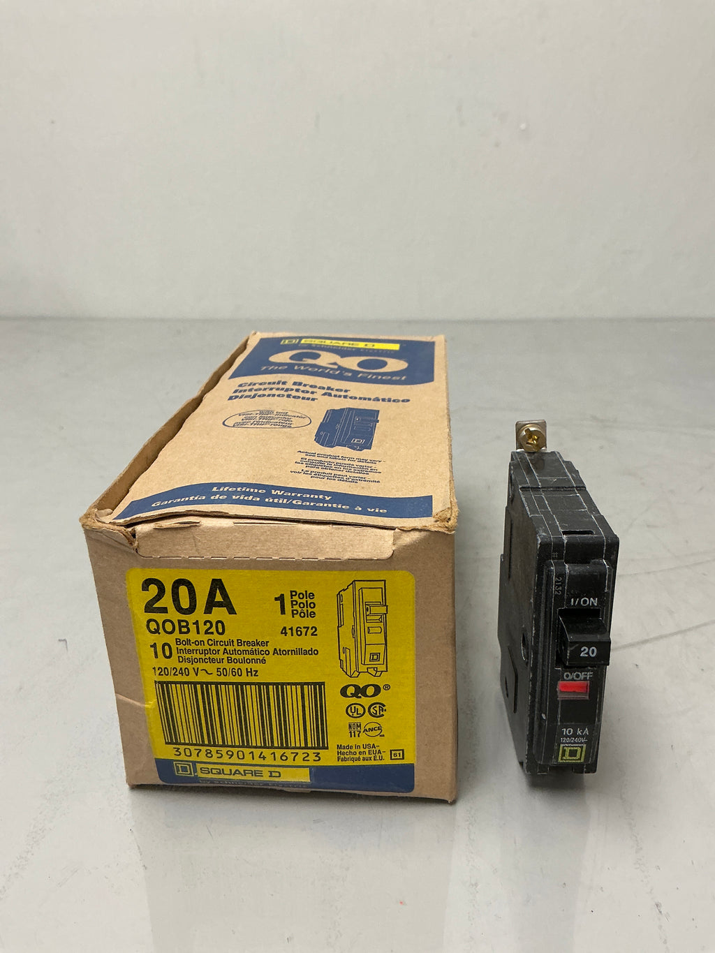 New Square D QOB120 1 Pole, 20 Amps, 240 Volts Circuit Breaker