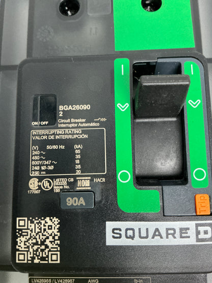 New Square D BGA26090 2 Pole, 90 Amps
