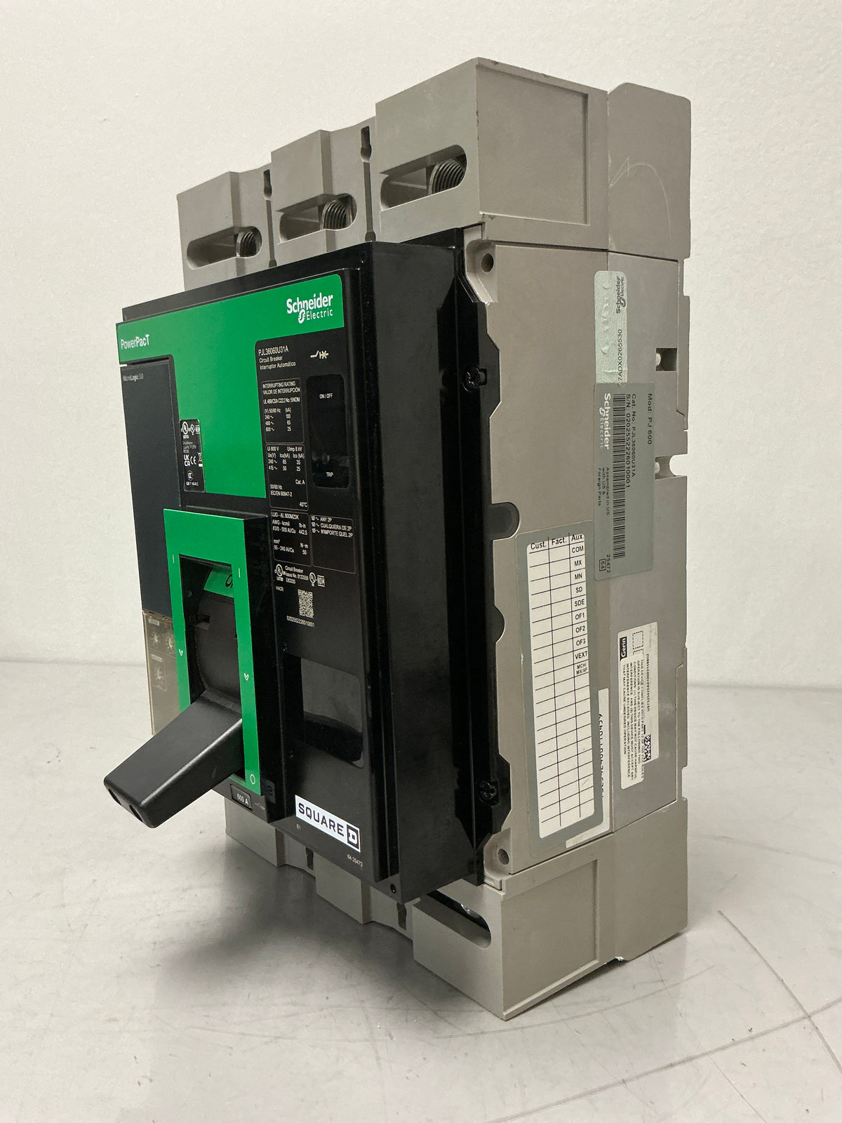 New Square D PJL36060U31A 3 Pole, 600 Amps, 600 Volts Circuit Breaker
