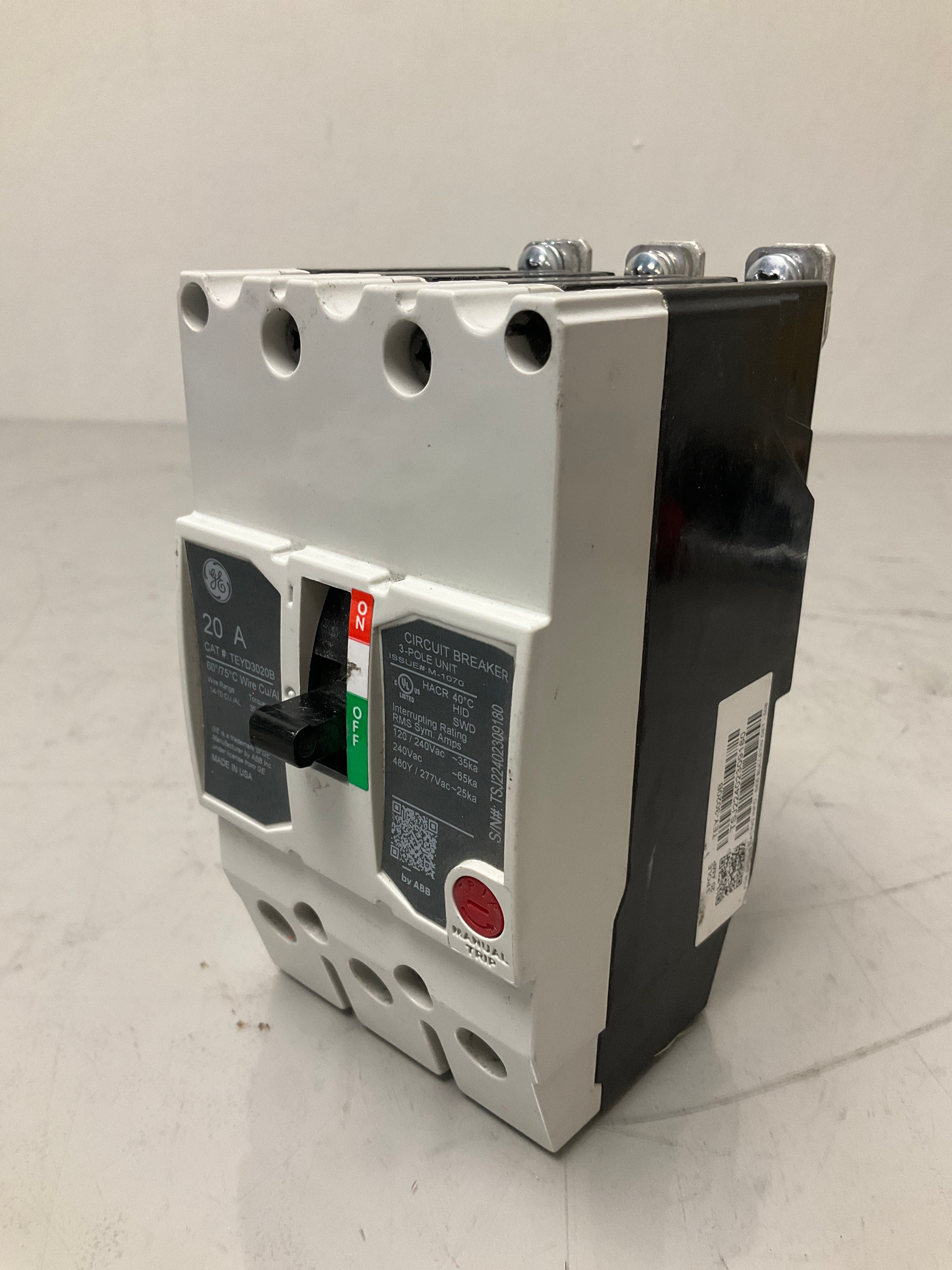 Used TEYD3020B 3 Pole, 20 Amps, 480 Volts Circuit Breaker