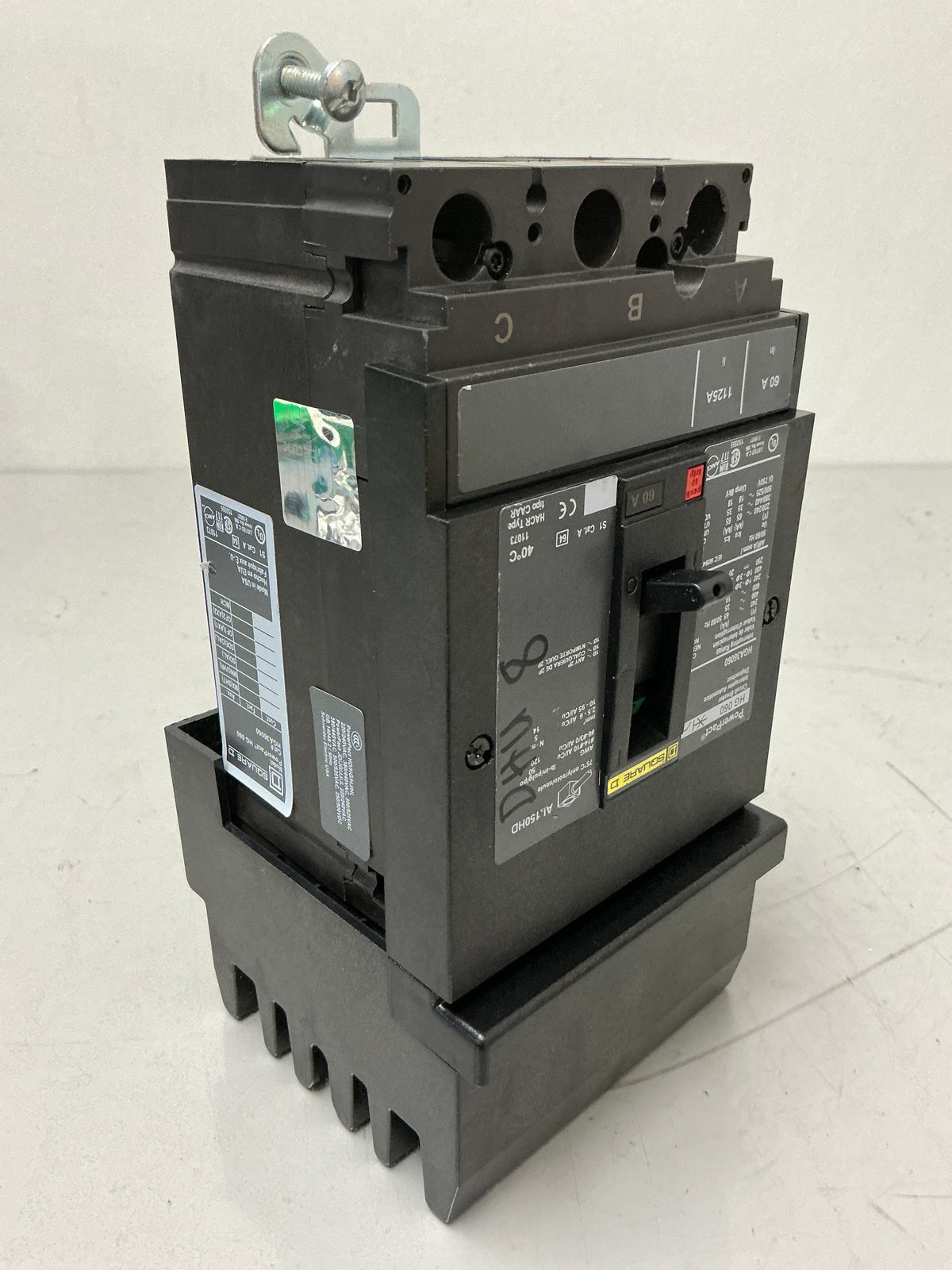Used Square D HGA36060 3 Pole, 60 Amps, 600 Volts Circuit Breaker