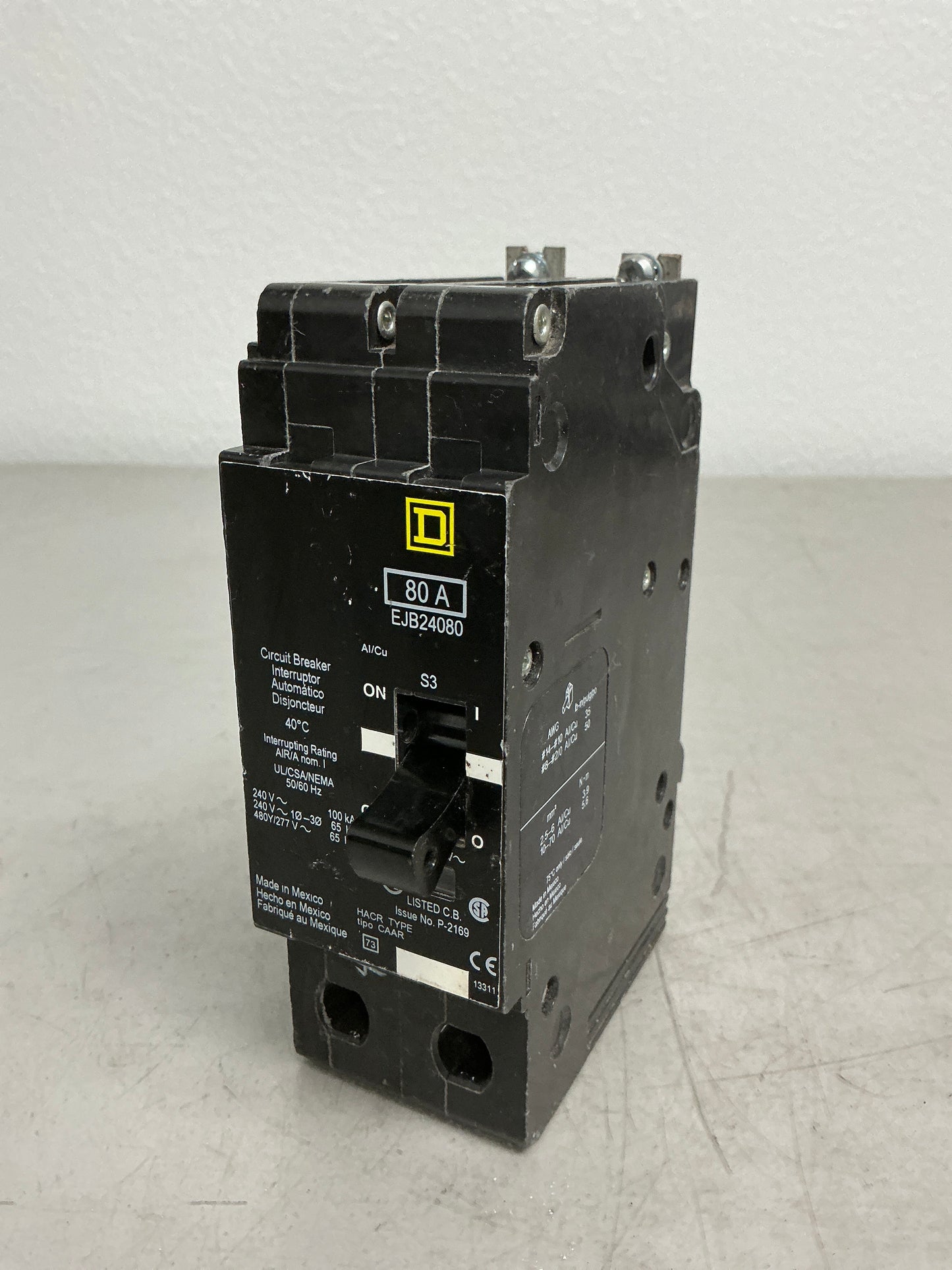 Used Square D EJB24080 2 Pole, 80 Amps, 480 Volts
