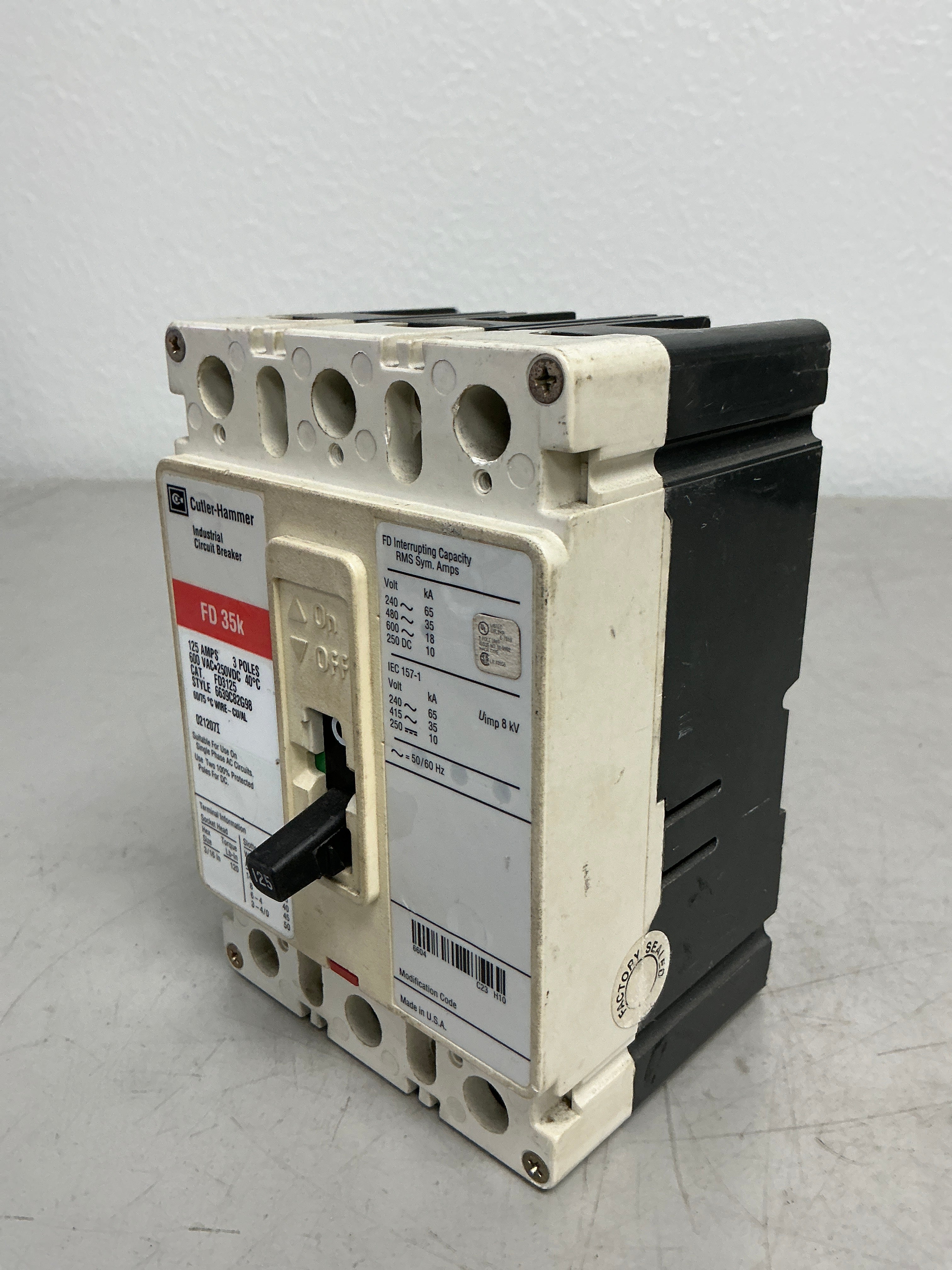 Used FD3125 3 Poles, 125 Amps, 600 Volts