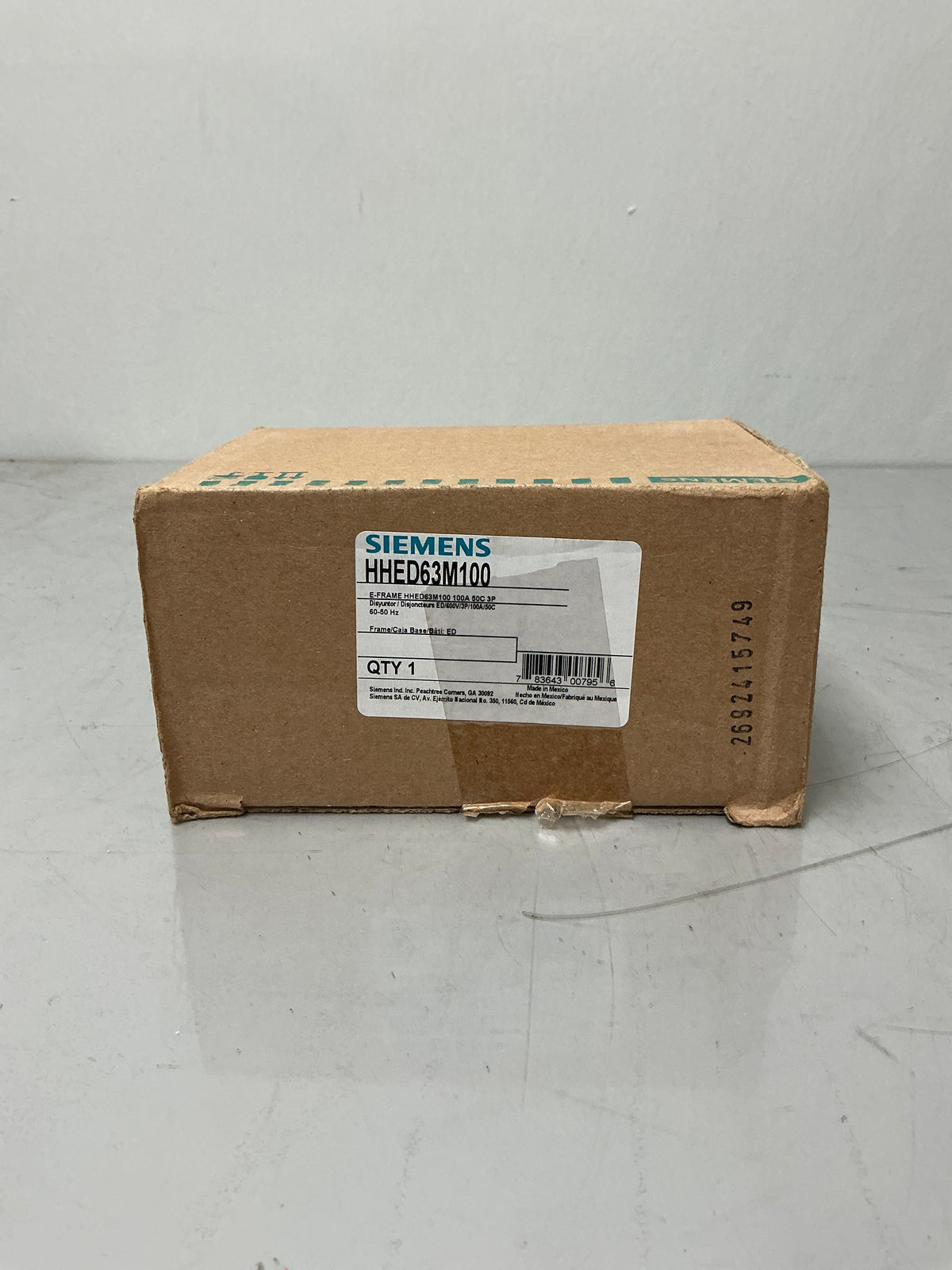 New Siemens HHED63M100 3 Pole, 100 Amps, 600 Volts Circuit Breaker