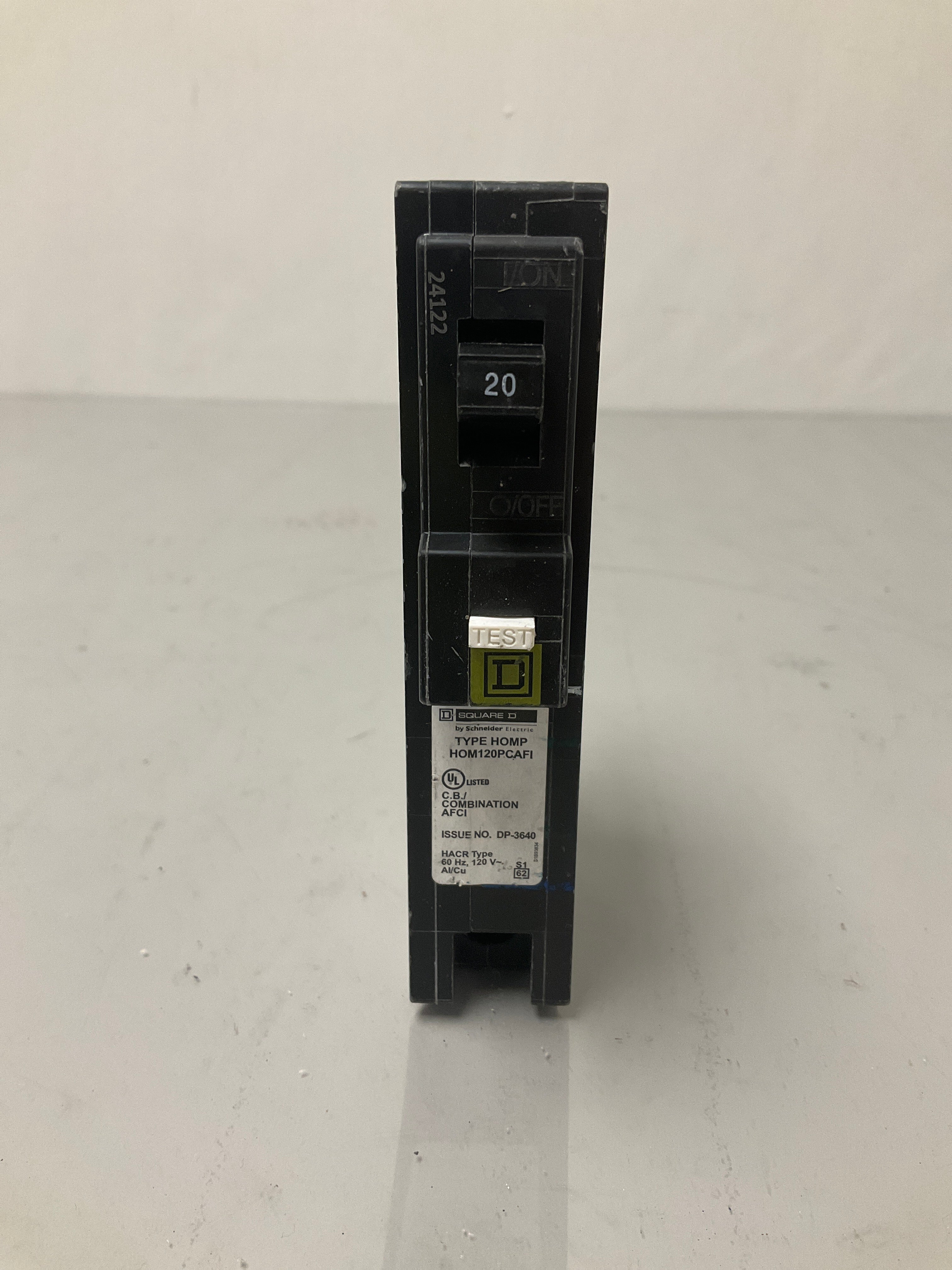 Used Square D HOM120PCAFI 1 Pole, 20 Amps, 120 Volts Circuit Breaker