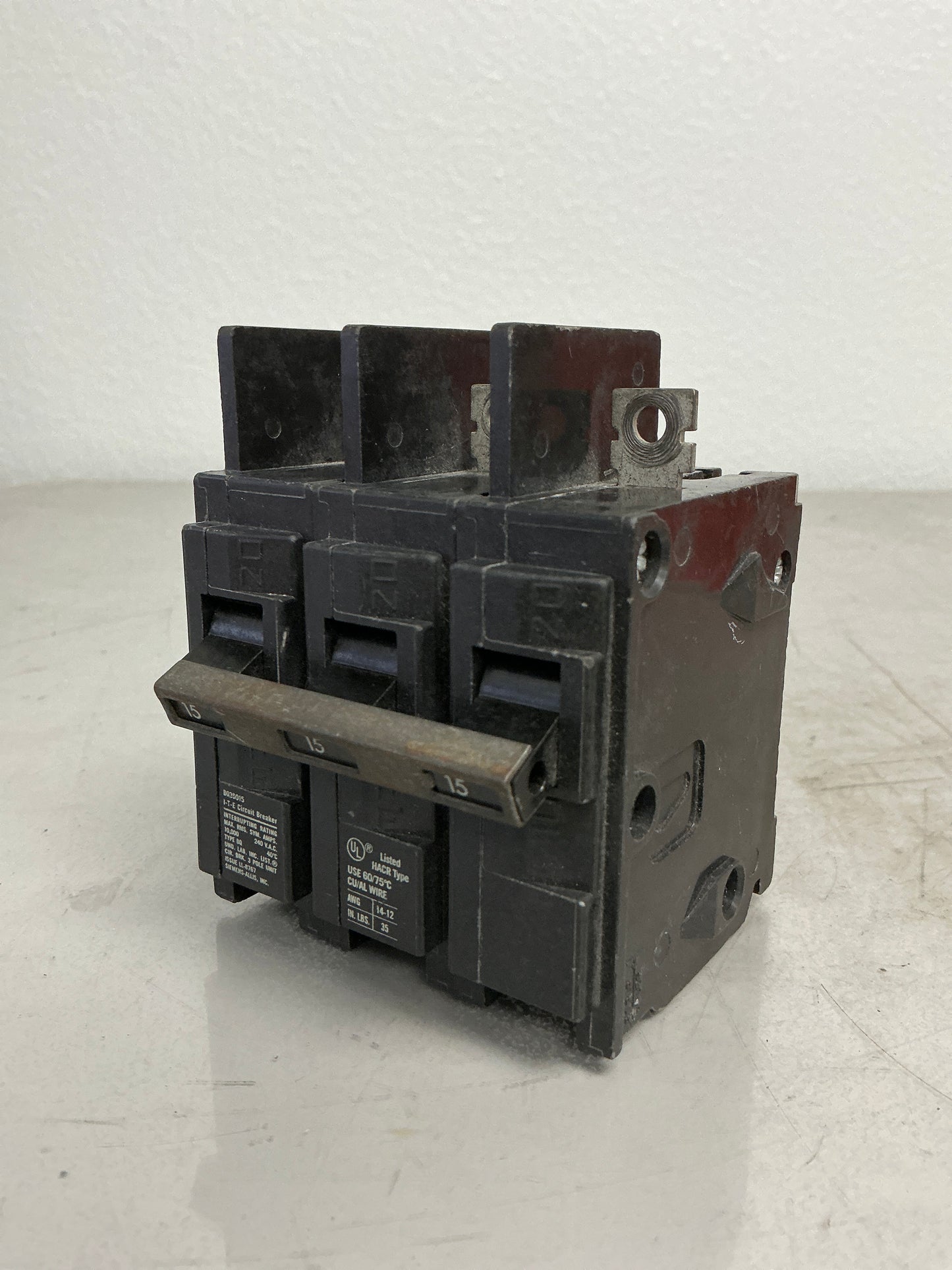 Used BQ3B015 3 Pole, 15 Amps Circuit Breaker