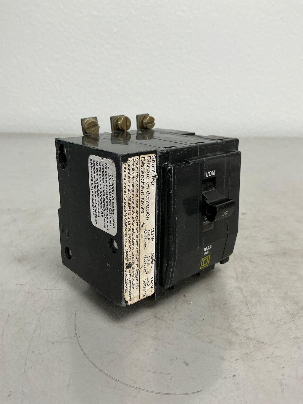 Used Square D QOB3201021 (Shunt Trip) 3 Pole, 20 Amps, 240 Volts