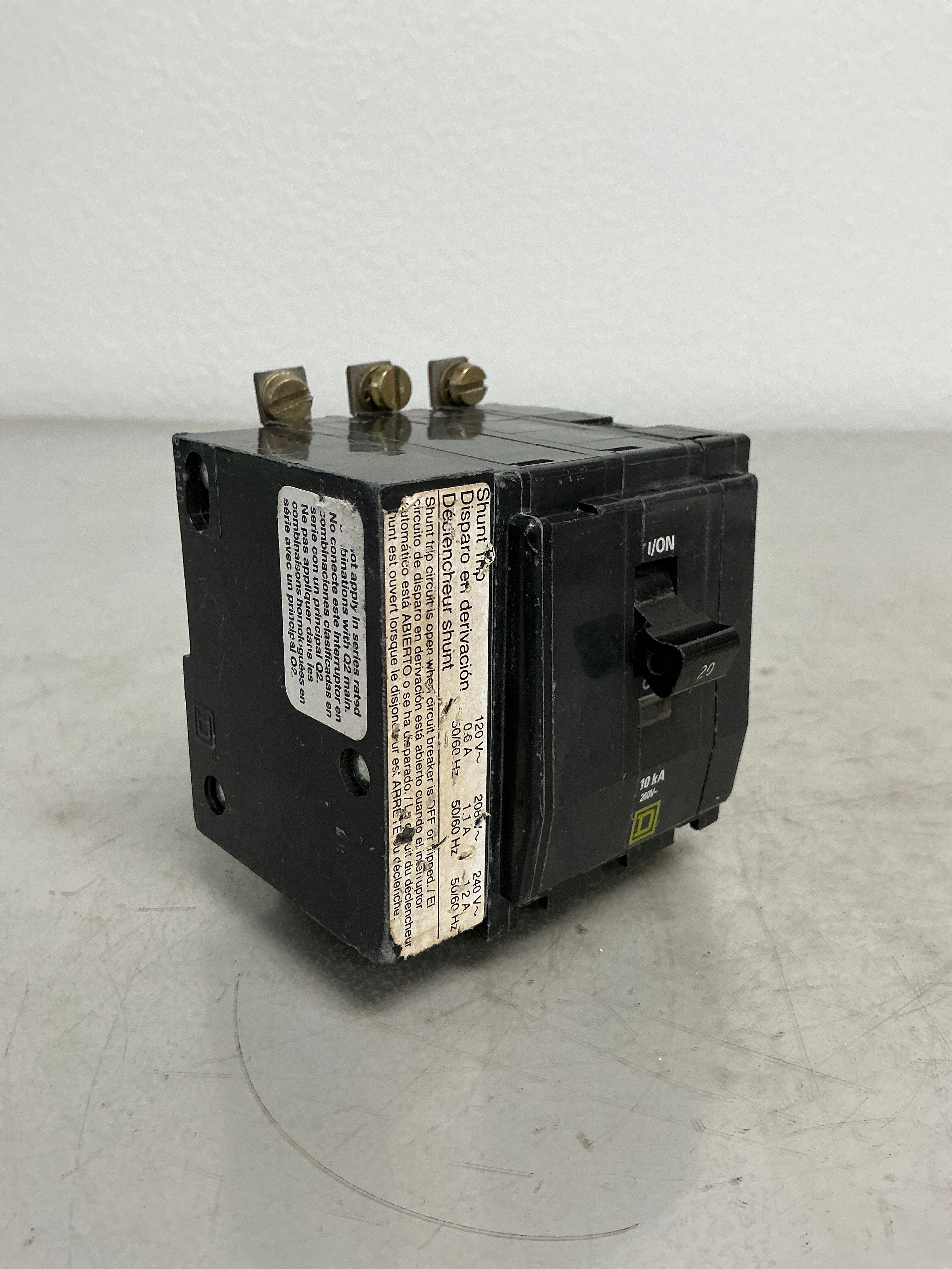 Used Square D QOB3201021 (Shunt Trip) 3 Pole, 20 Amps, 240 Volts