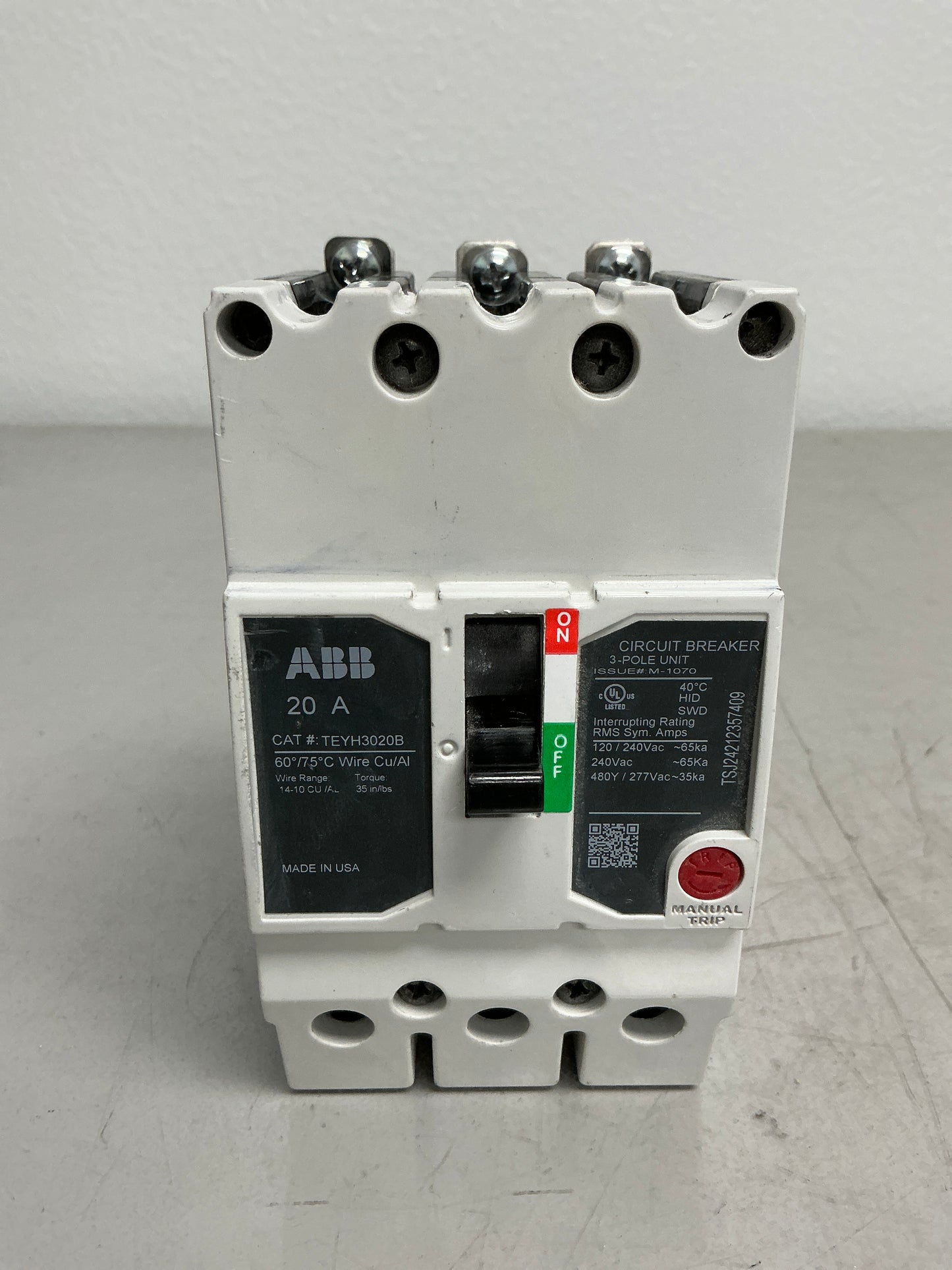New ABB TEYH3020B 3 Pole, 20 Amps