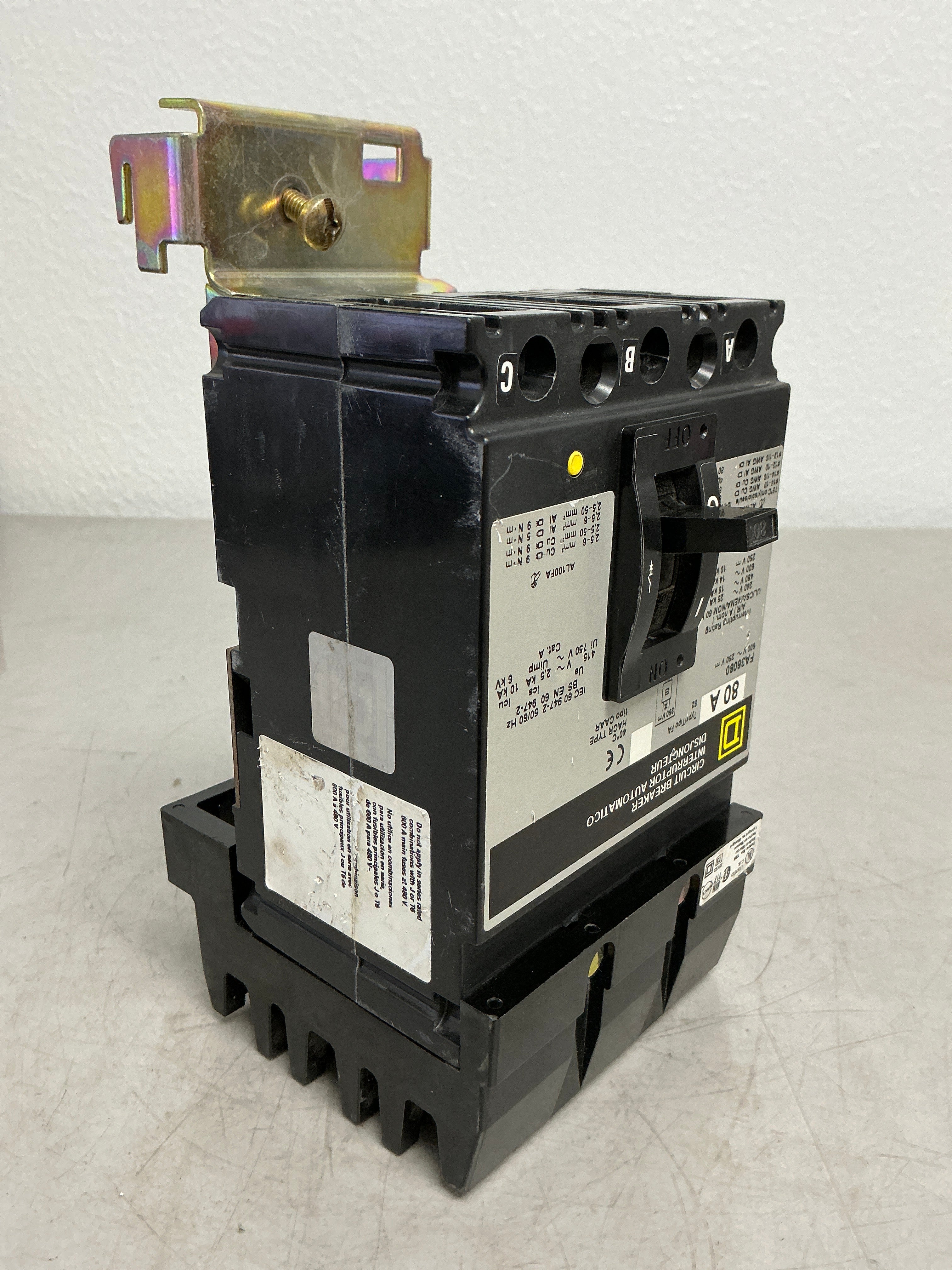 Used Square D FA36080 3 Pole, 80 Amps, 480 Volts