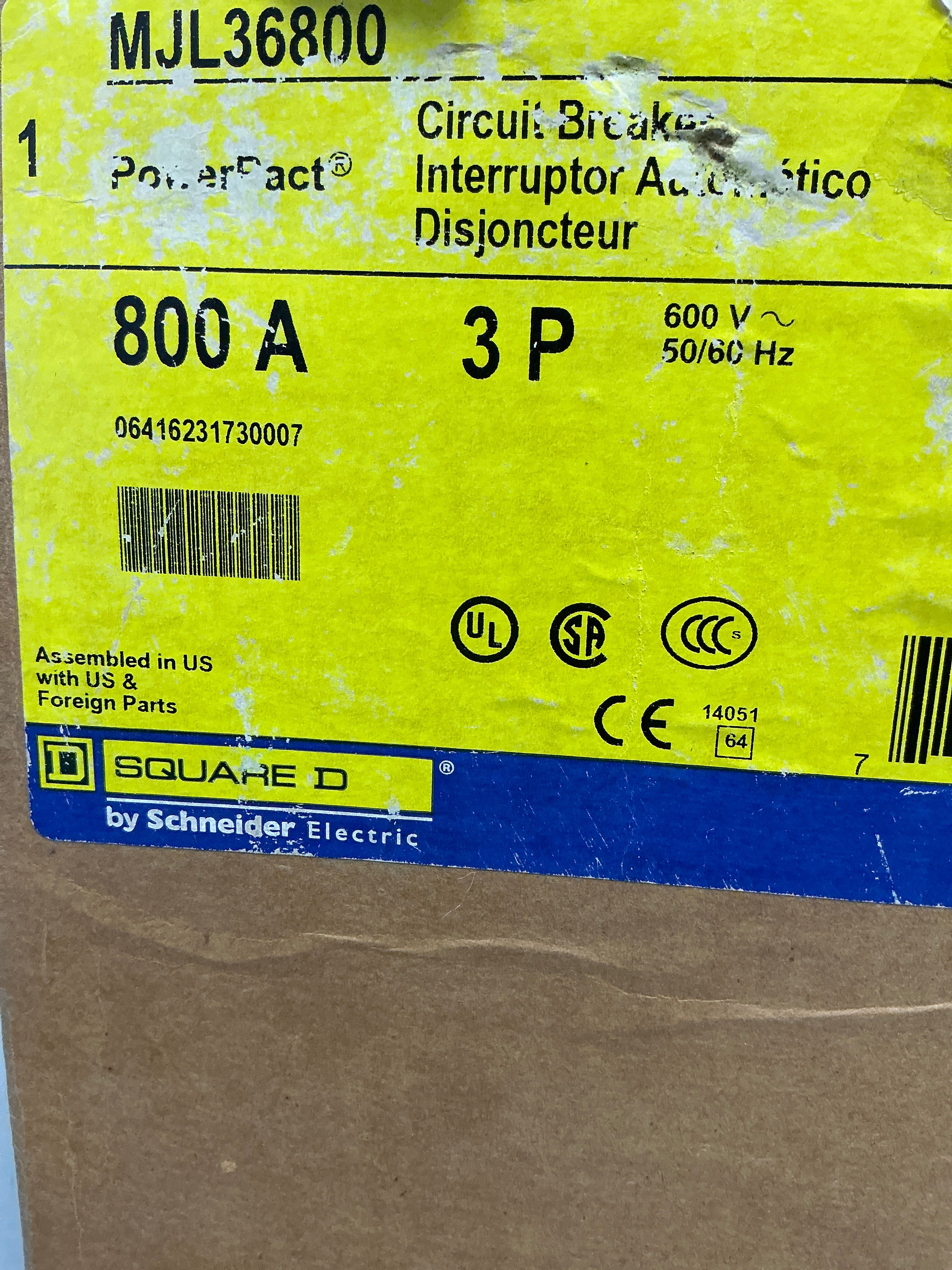 New Square D MJL36800 3 Pole, 800 Amps, 600 Volts