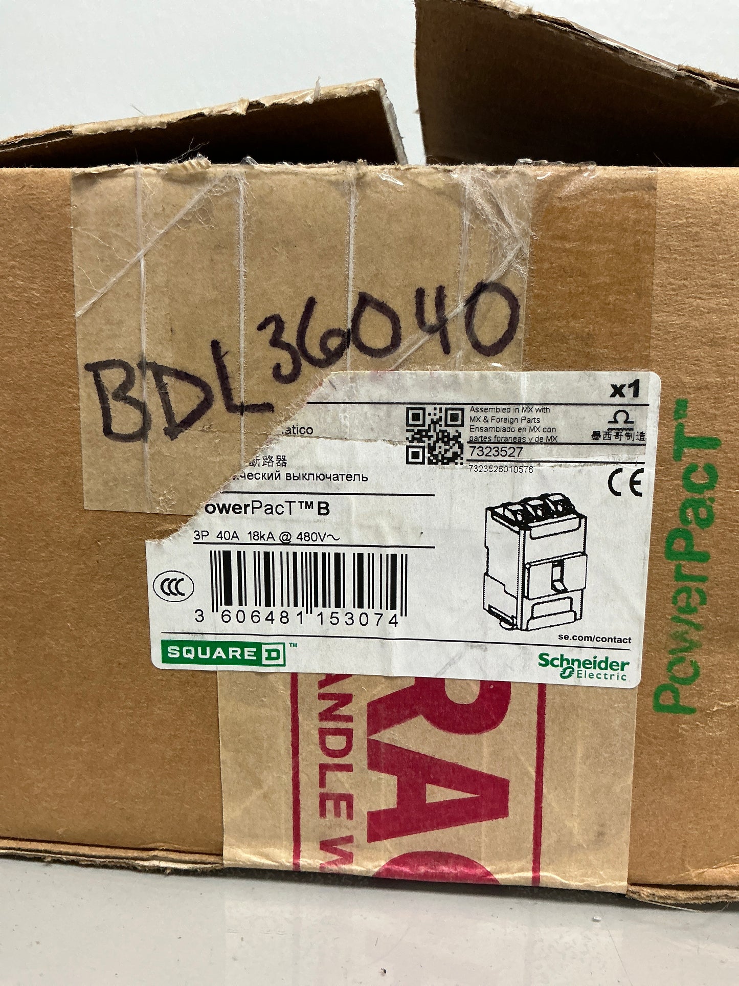 New Square D BDL36040 3 Pole,480 Volts, 40 Amps