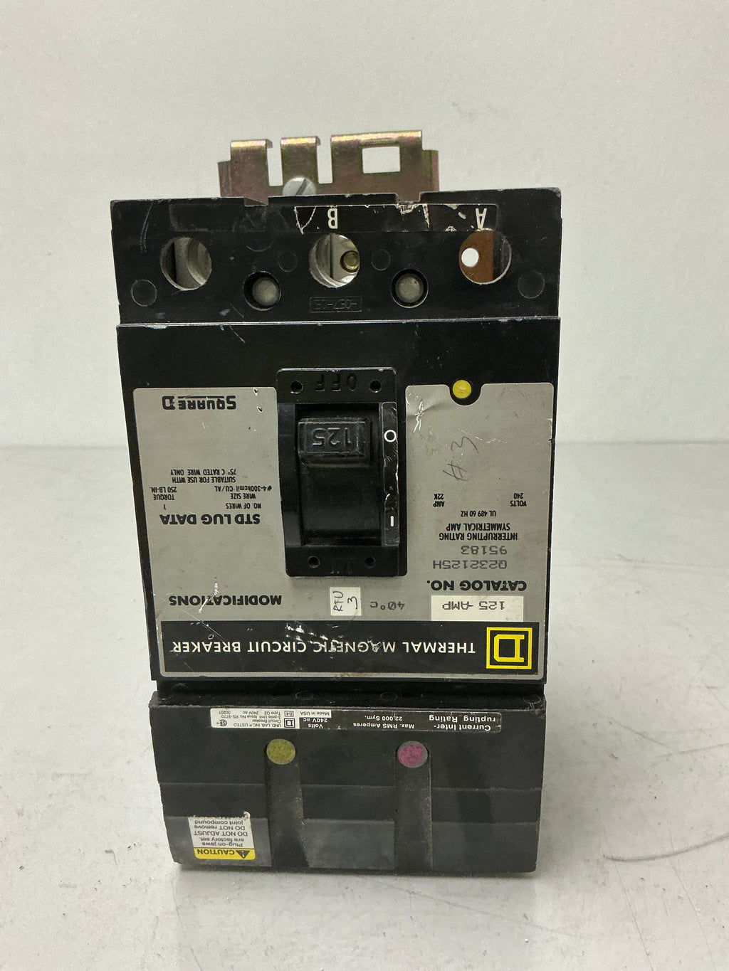 Used Square D Q232125 3 Pole, 125 Amps, 240 Volts Circuit Breaker
