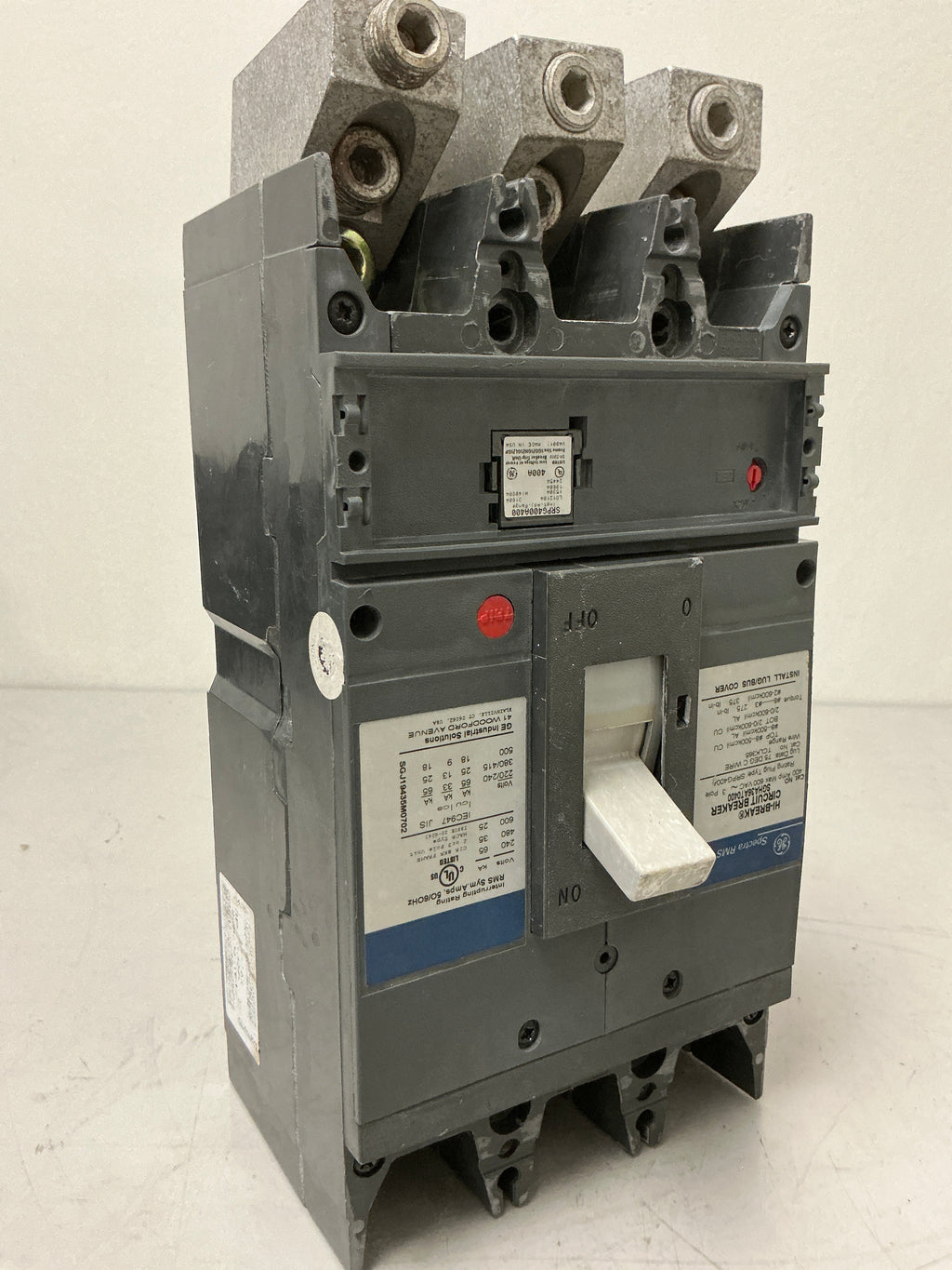Used GE SGHA36AT0400 3 Pole, 400 Amps, 600 Volts Circuit Breaker