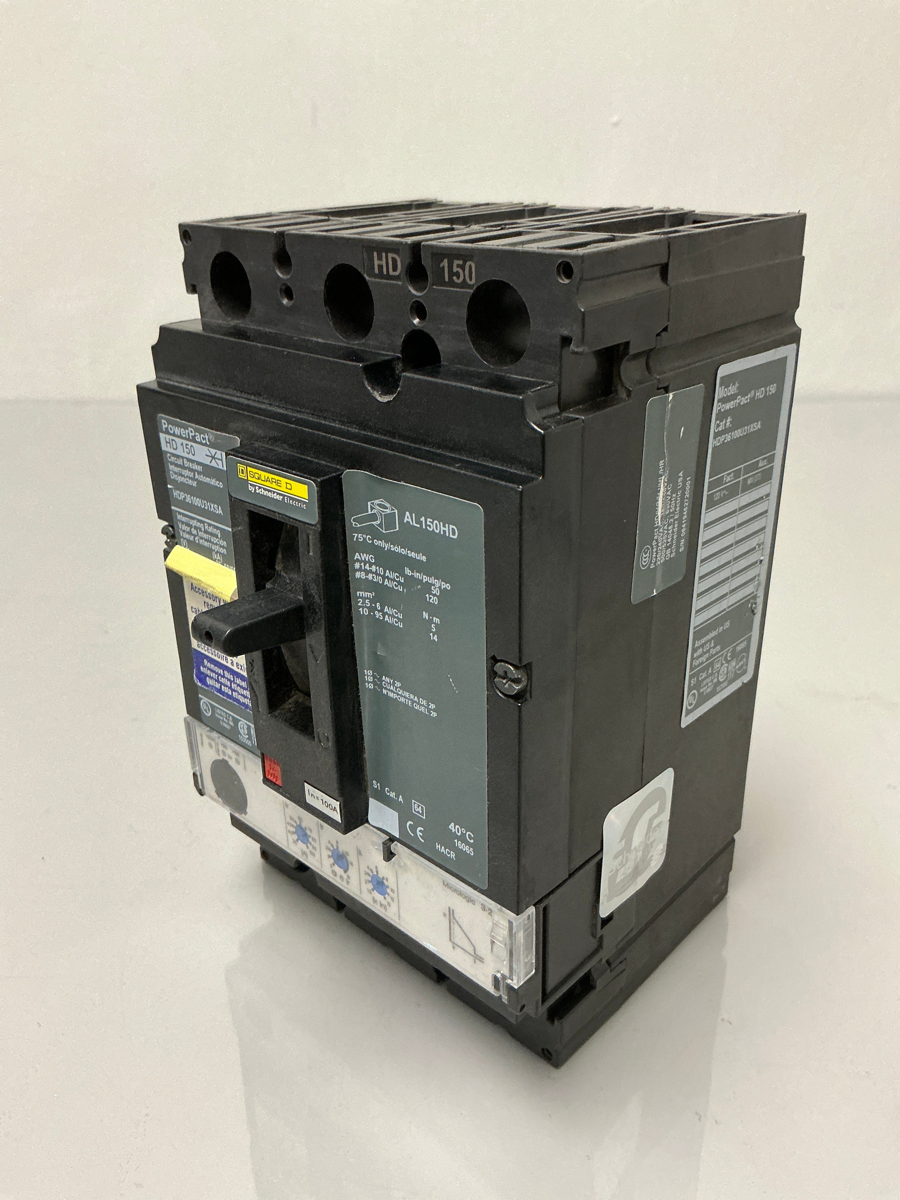Used Square D HDP36100U31XSA 3 Pole, 100 Amps, 600 Volts Circuit Breaker