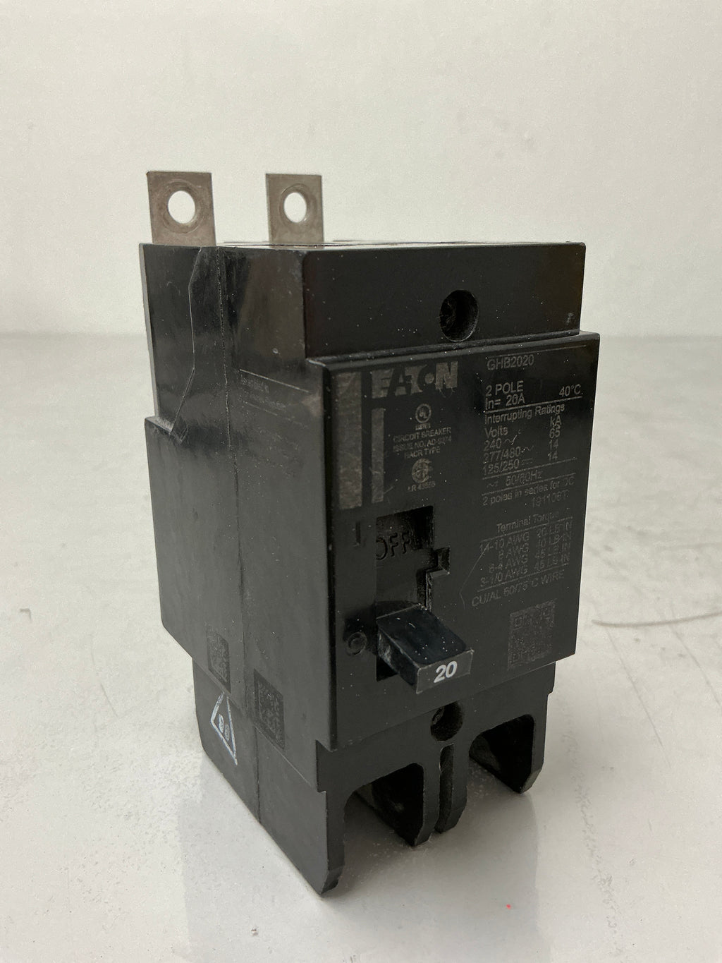 Used Eaton GHB2020 2 Pole, 20 Amps, 480 Volts Circuit Breaker