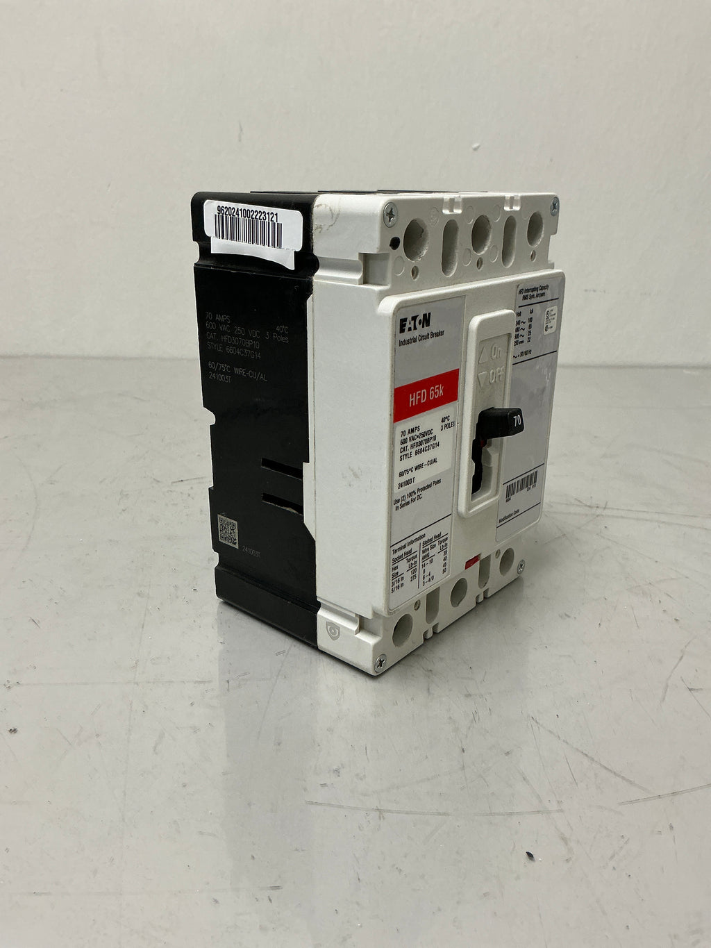 New Eaton HFD3070BP10 3Pole, 70Amps, 600 Volt Circuit Breaker