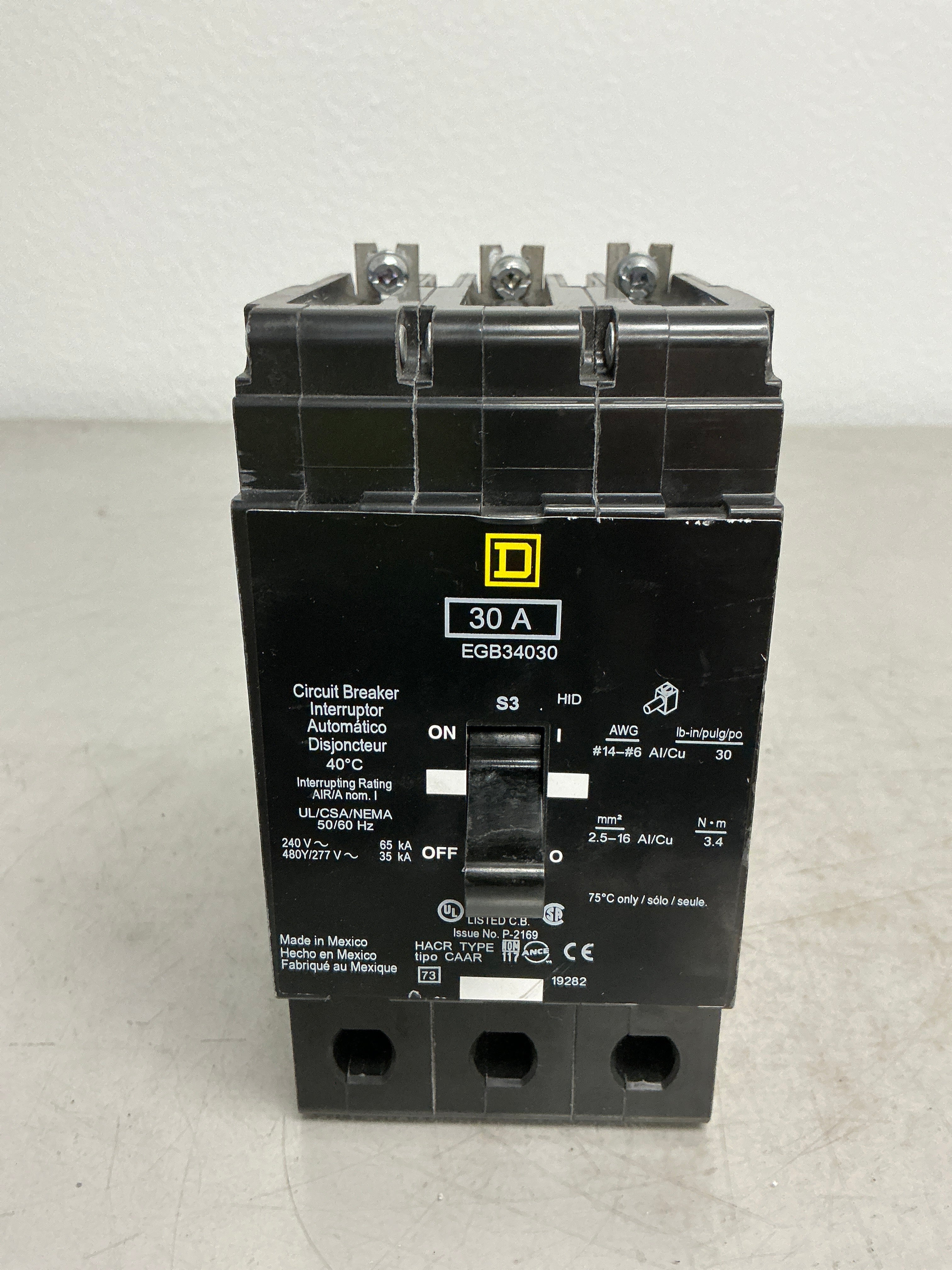 Used Square D EGB34030 3 Pole, 30 Amps, 480 Volts Circuit Breaker