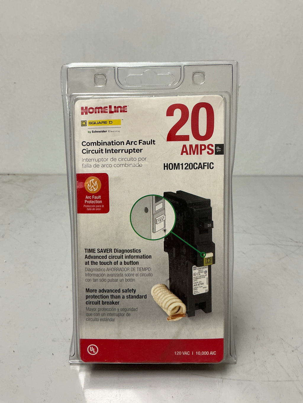 New Homeline HOM120CAFIC 1Pole, 20 Amps, 120 Volts Square D Circuit Breaker