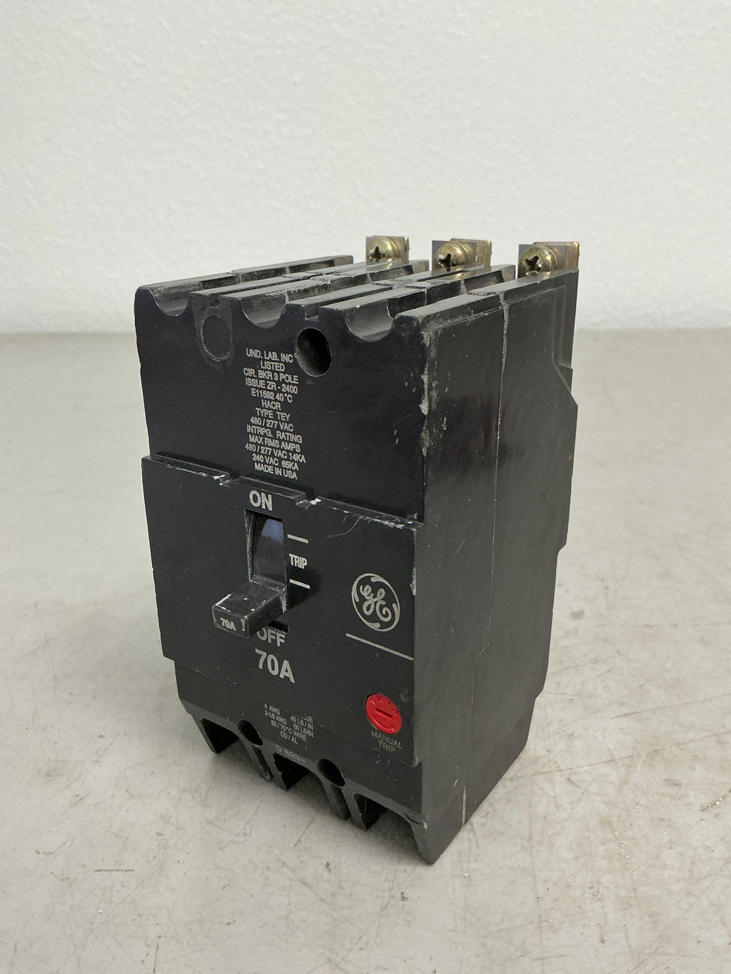 Used GE TEY370 3 Pole, 70 Amps Circuit Breaker