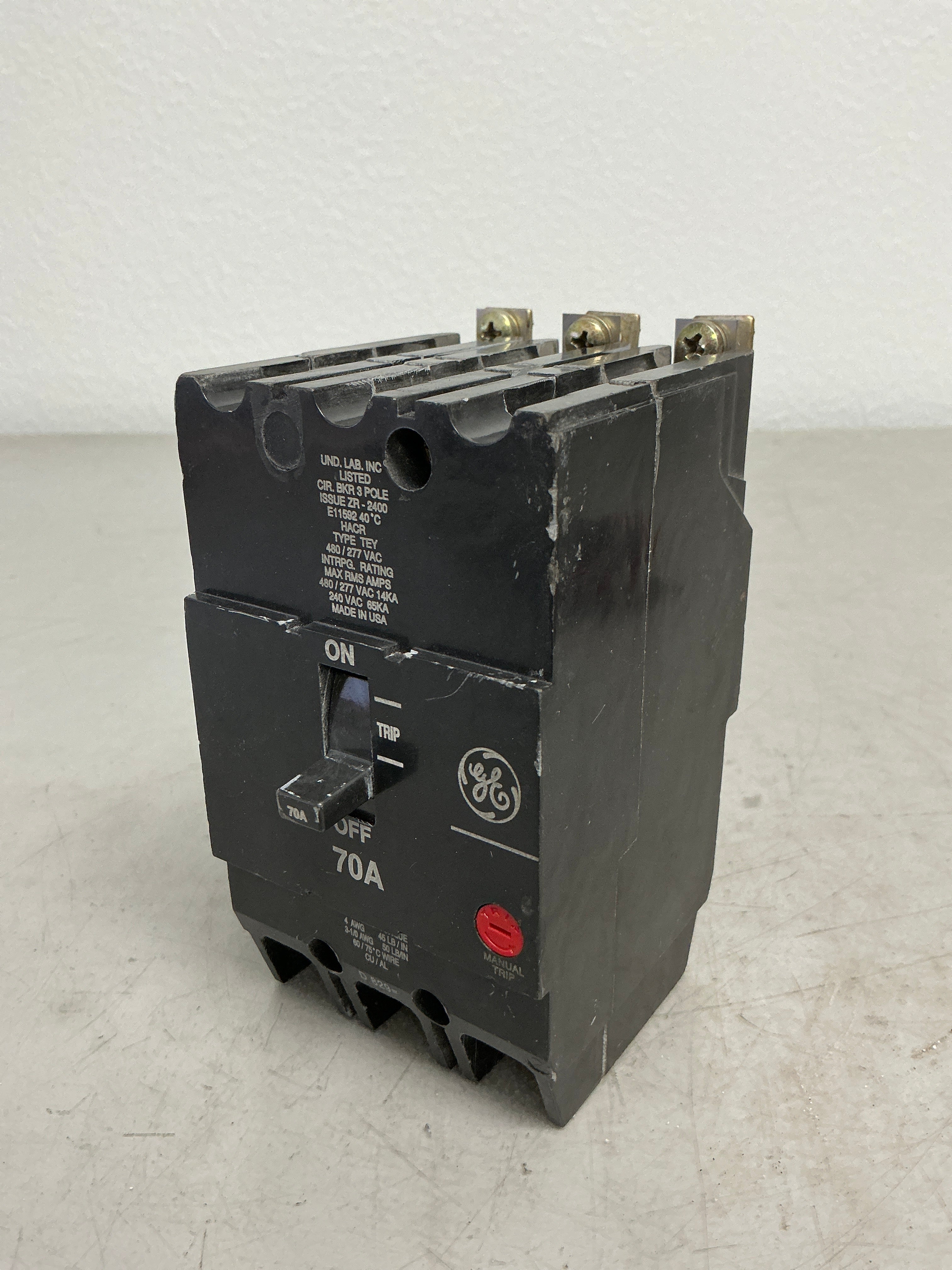 Used GE TEY370 3 Pole, 70 Amps Circuit Breaker