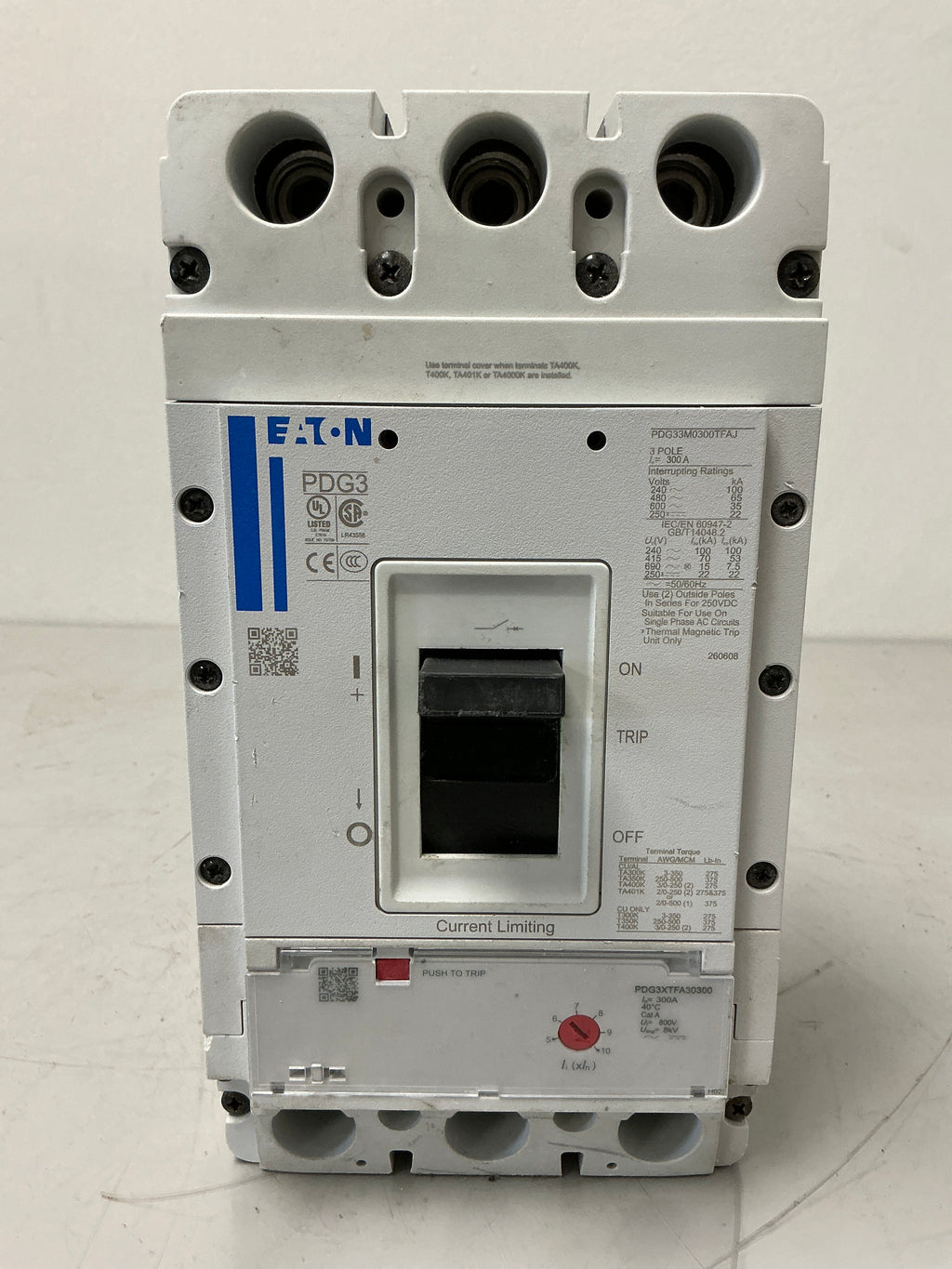 New Eaton PDG33M0300TFAJ 3 Pole, 300 Amps, 600 Volts Circuit Breaker