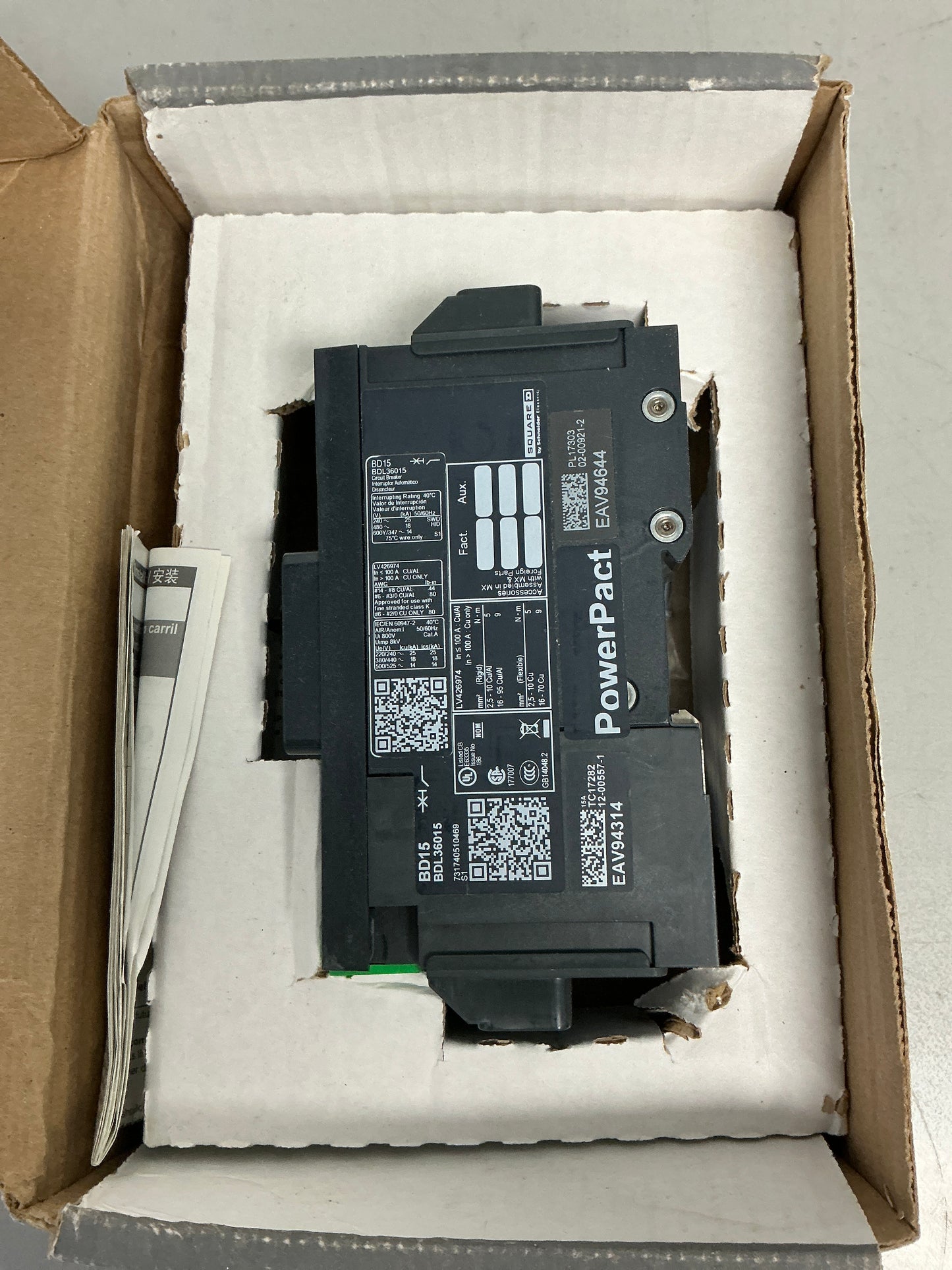 New Square D BDL36015 3 Pole, 15 Amps, 600 Volts