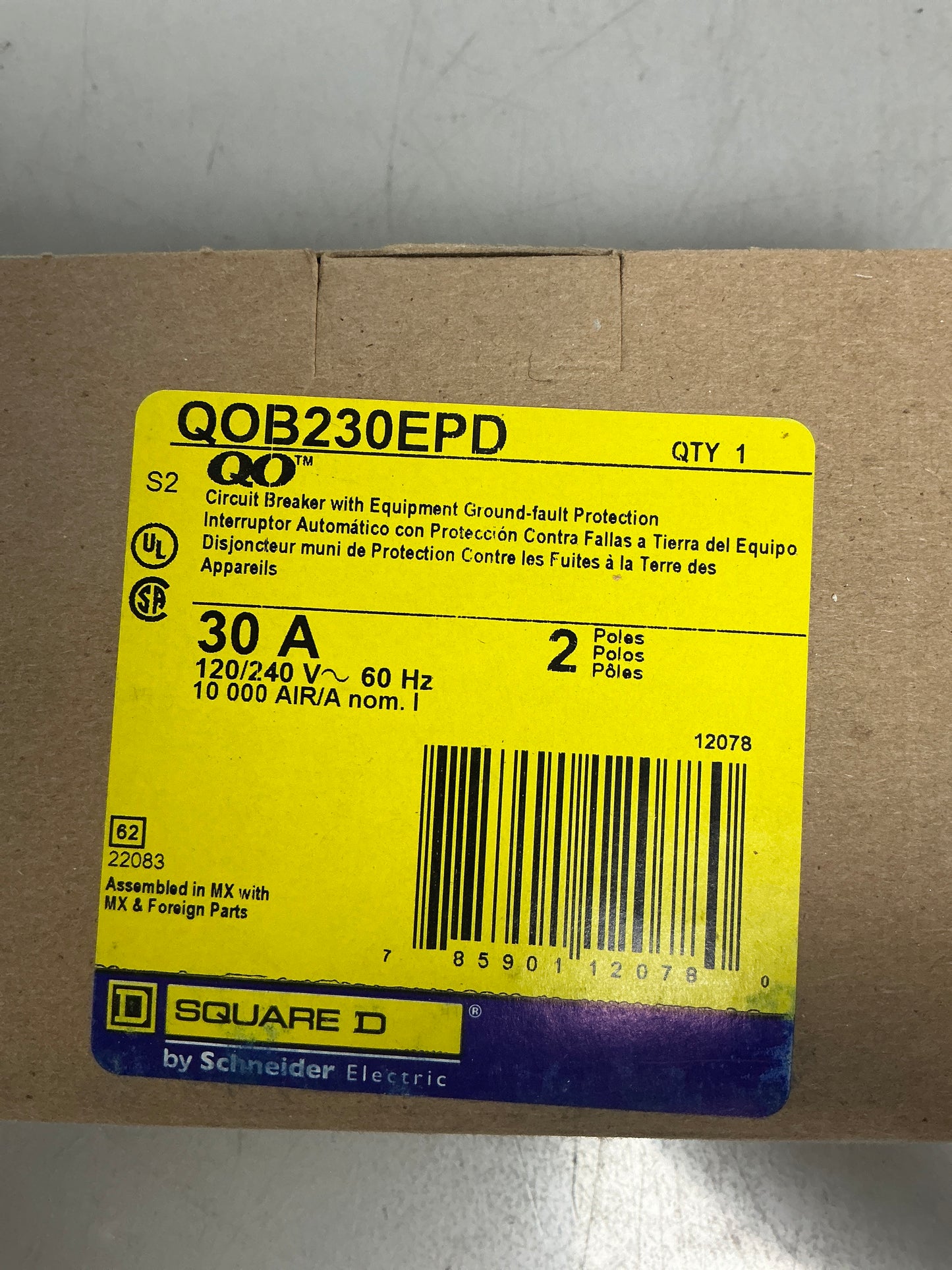 New Square D QOB230EPD 2 Pole, 30 Amps, 240 Volts