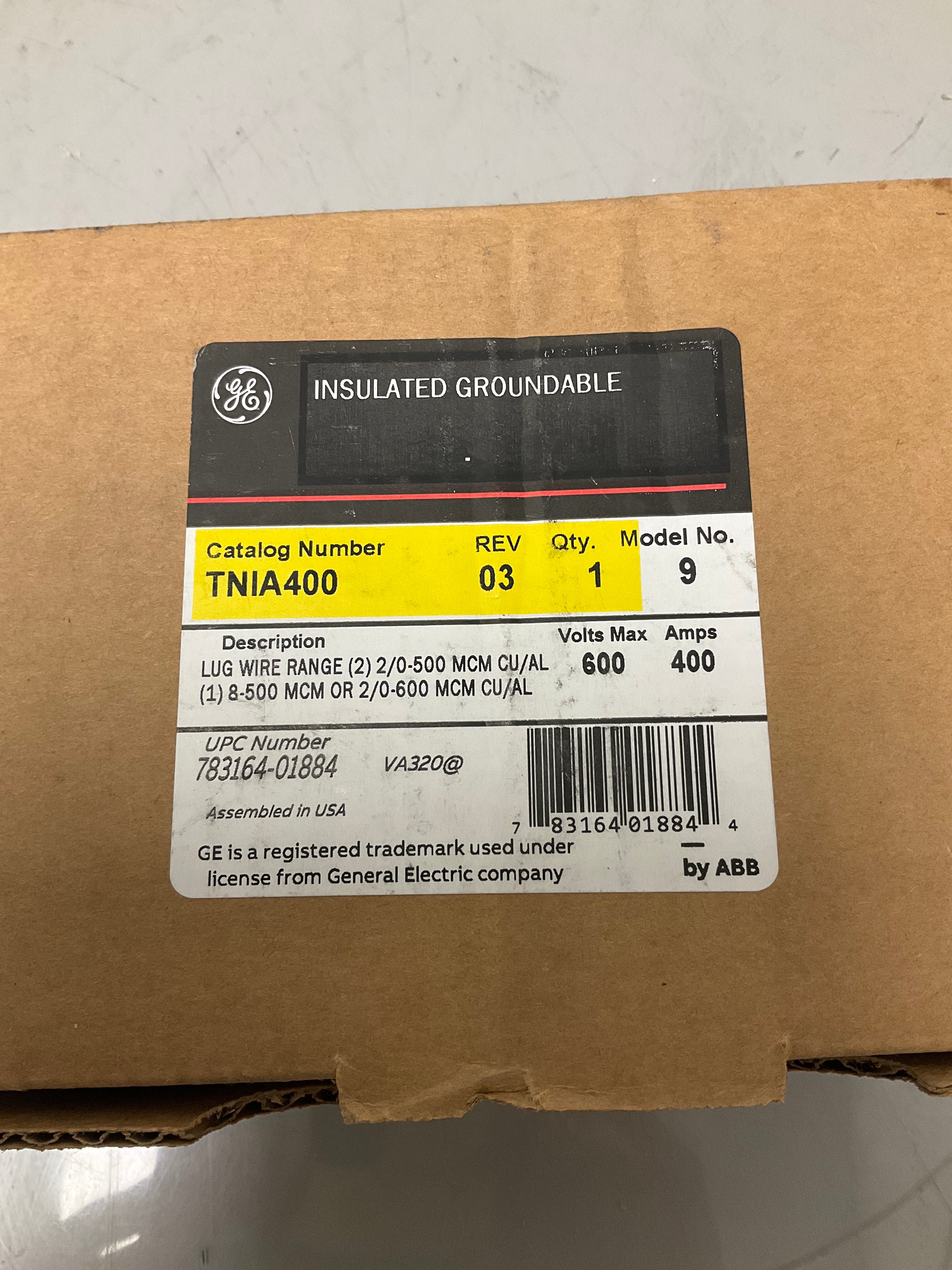 New GE Insulated Groundable TNIA400 600 Volts, 400 Amps