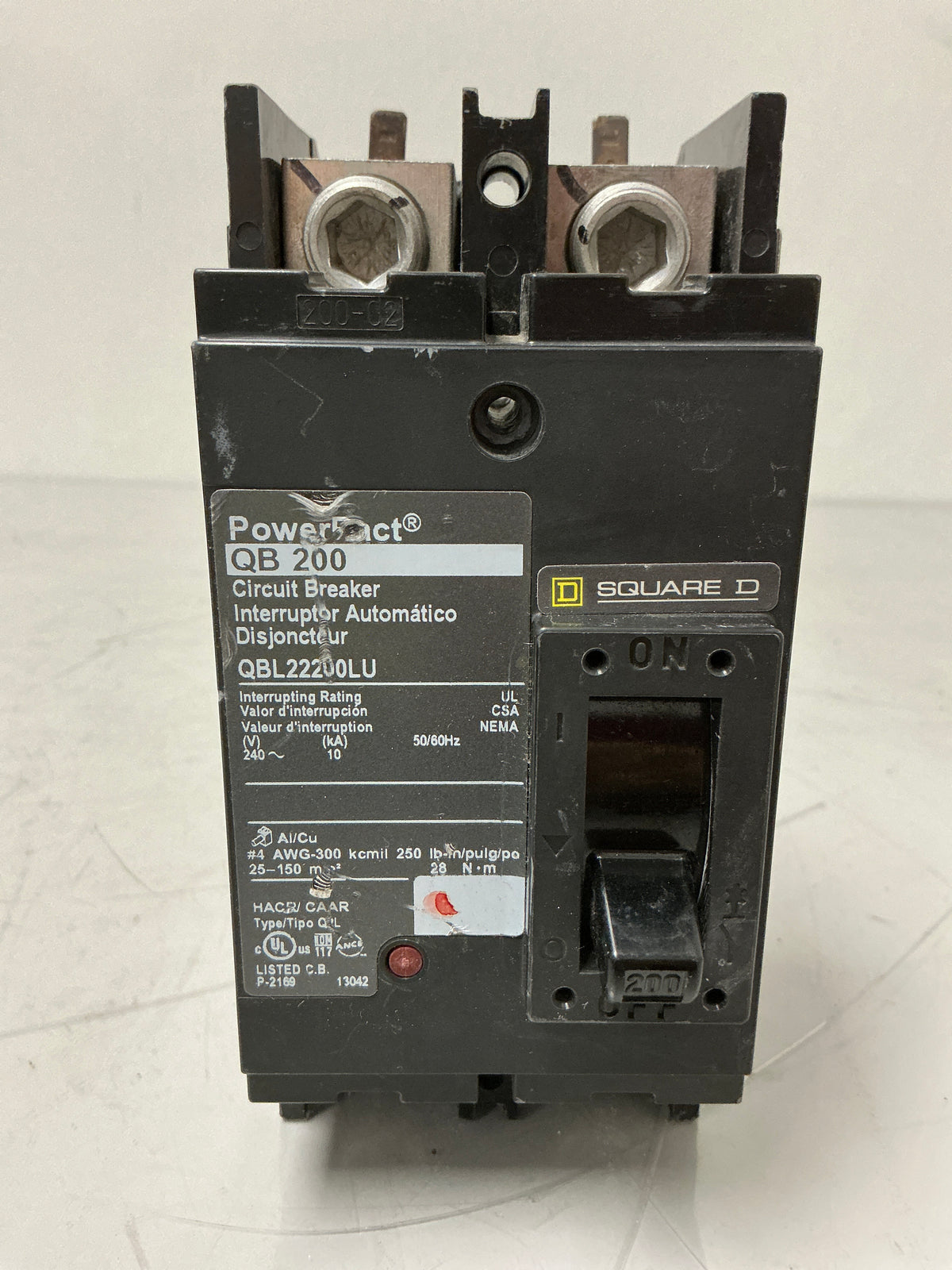 Used Square D QBL22200LU 2 Pole, 200 Amps, 240 Volts Circuit Breaker