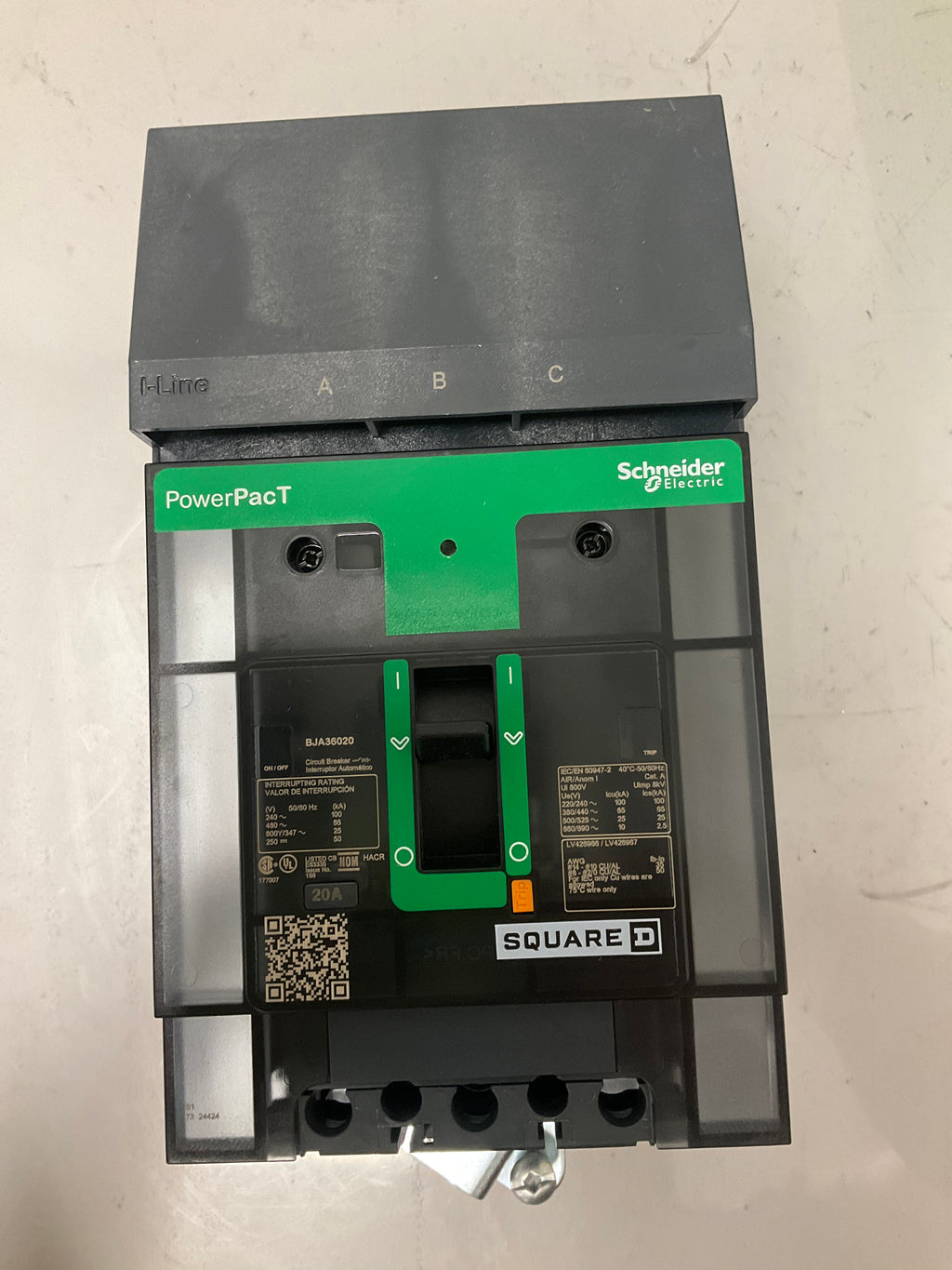 New Square D BJA36020 3 Pole, 20 Amps, 480 Volts Circuit Breaker