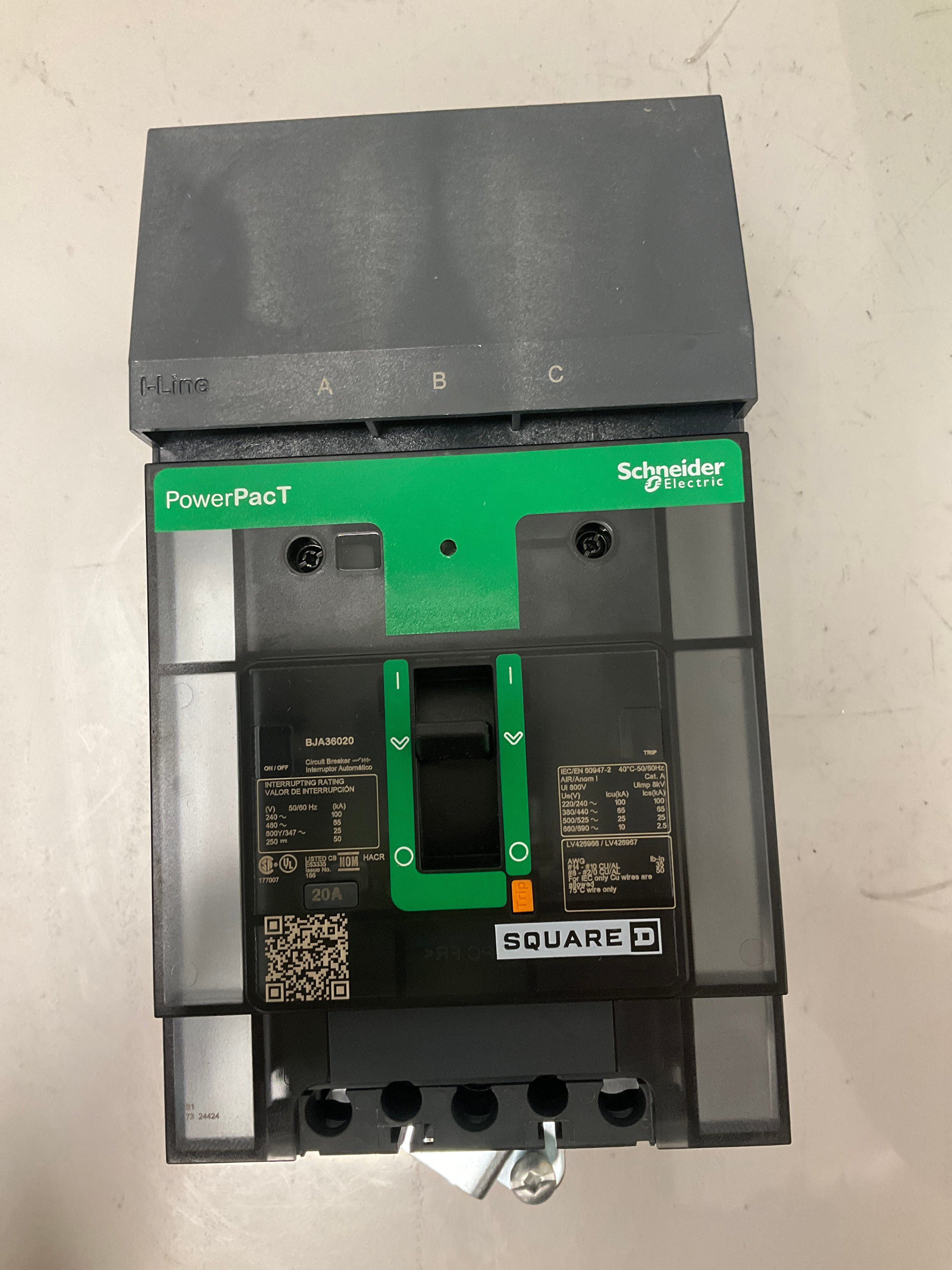 New Square D BJA36020 3 Pole, 20 Amps, 480 Volts Circuit Breaker